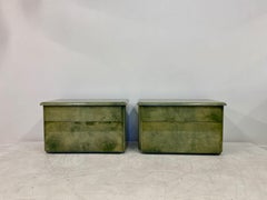 Pair of 1980s Lacquered Parchment or Goatskin Bedside Tables or Nightstands