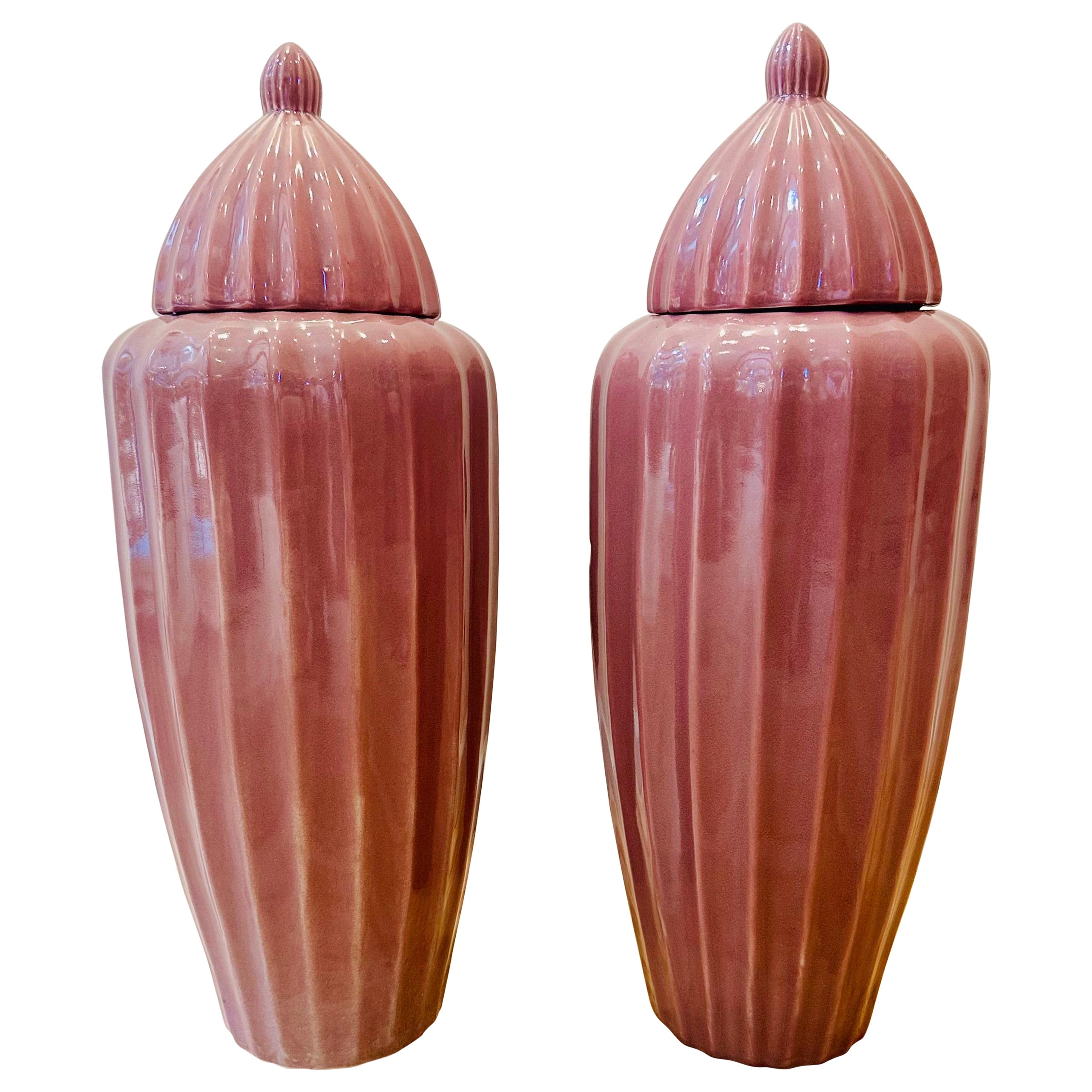 Pair of 1980s Large Ceramic Ginger Jars