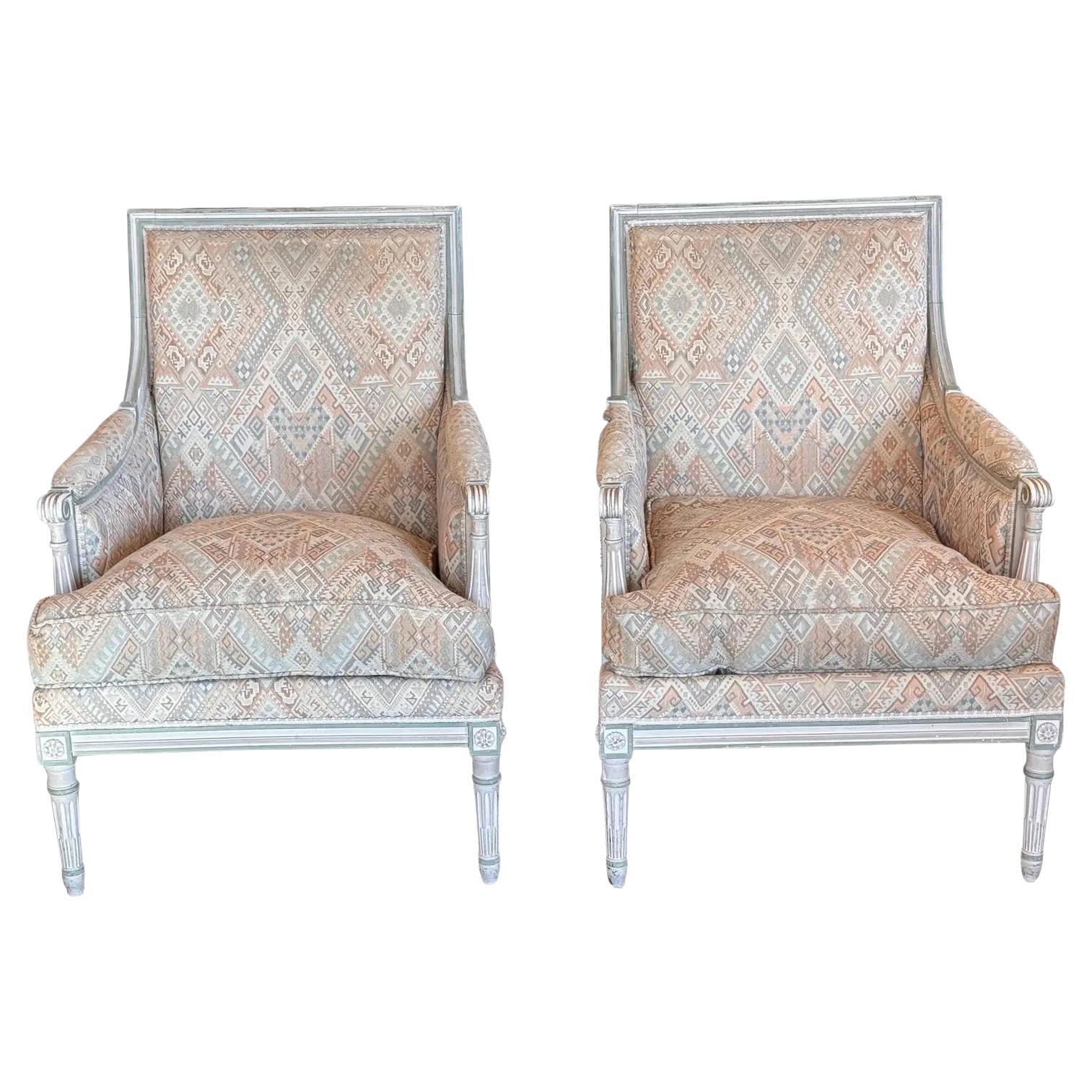 Pair of 1980s Louis XVI Style Chairs For Sale at 1stDibs