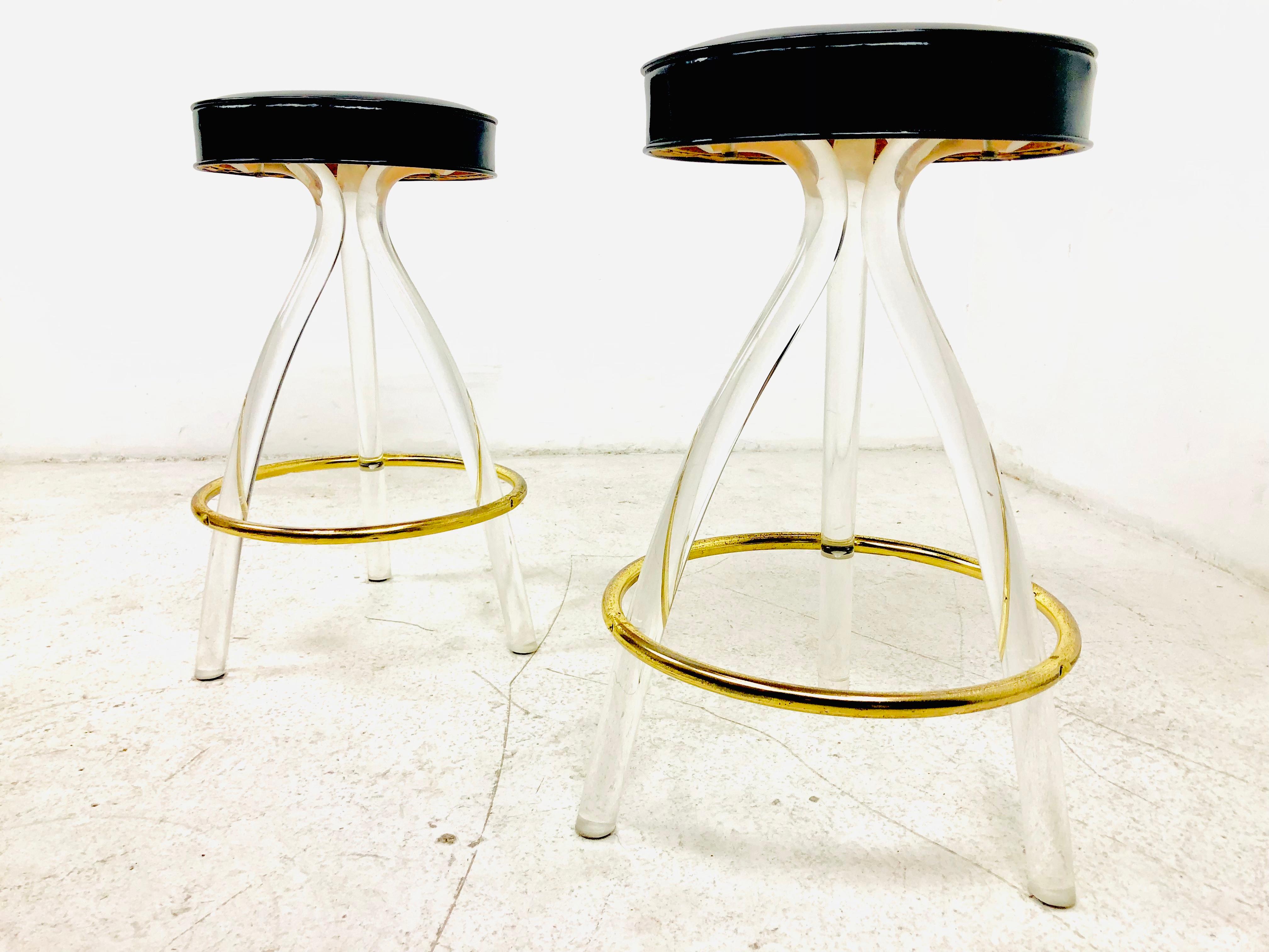 Pair of 1980s Lucite Barstools In Good Condition In Dallas, TX