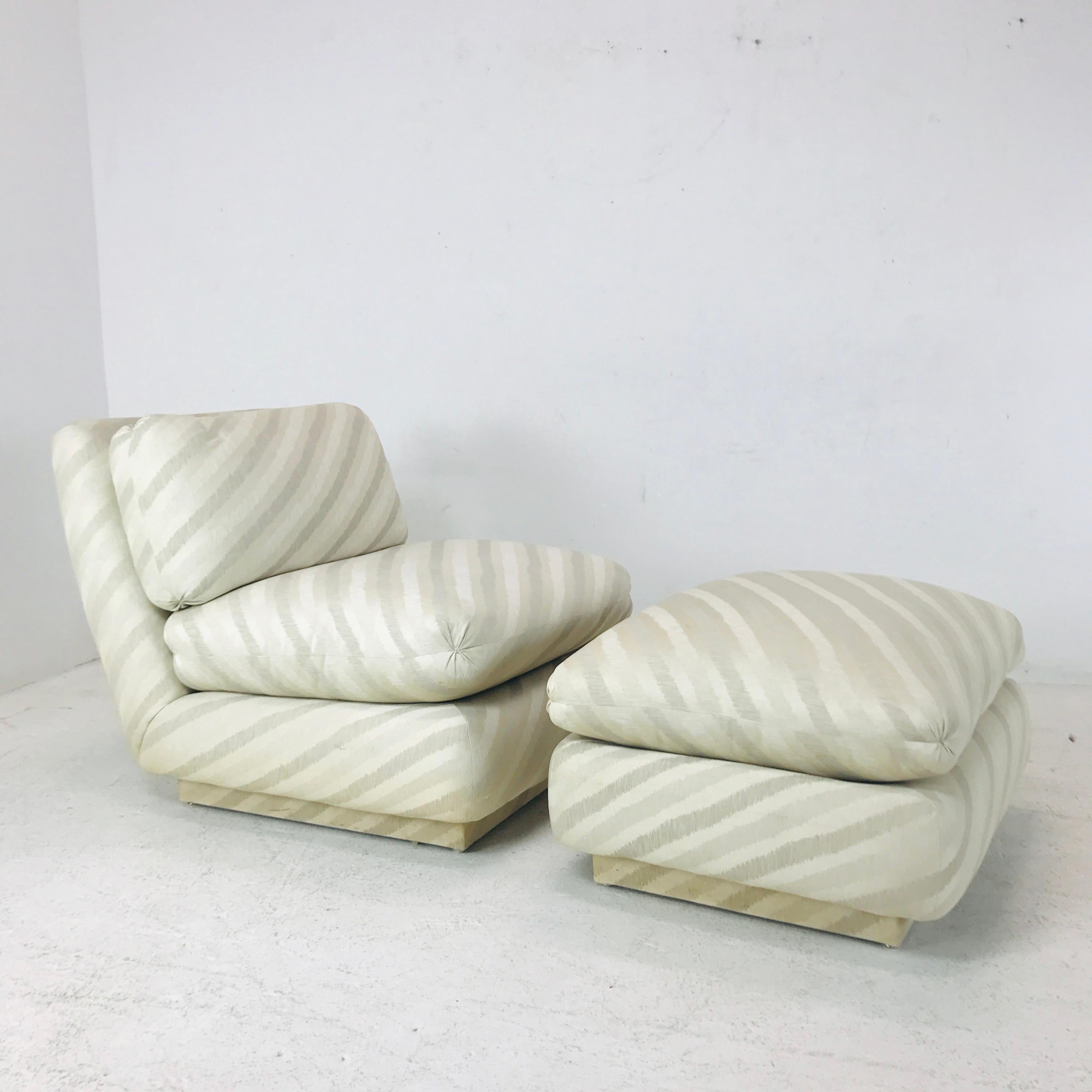 American Pair of 1980s Marge Carson Slipper Chairs