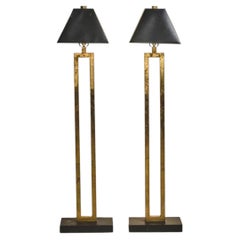 Pair of 1980's Modern Brass Floor Lamps
