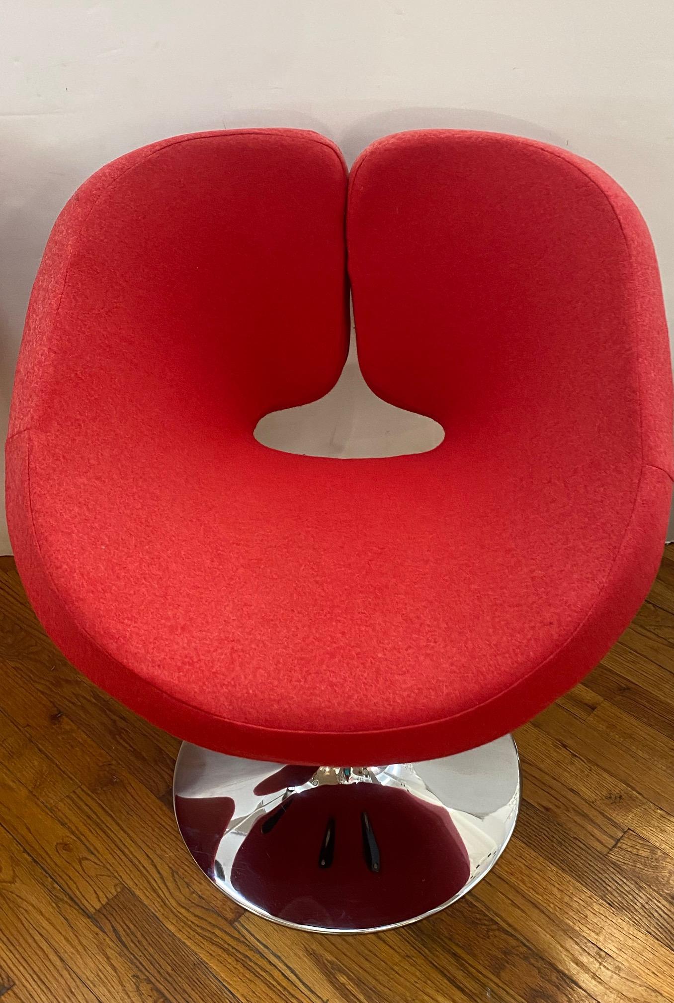 Pair of 1980s Modern Design Adjustable Red Ribbon Chairs 1