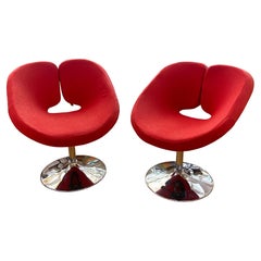 Retro Pair of 1980s Modern Design Adjustable Red Ribbon Chairs