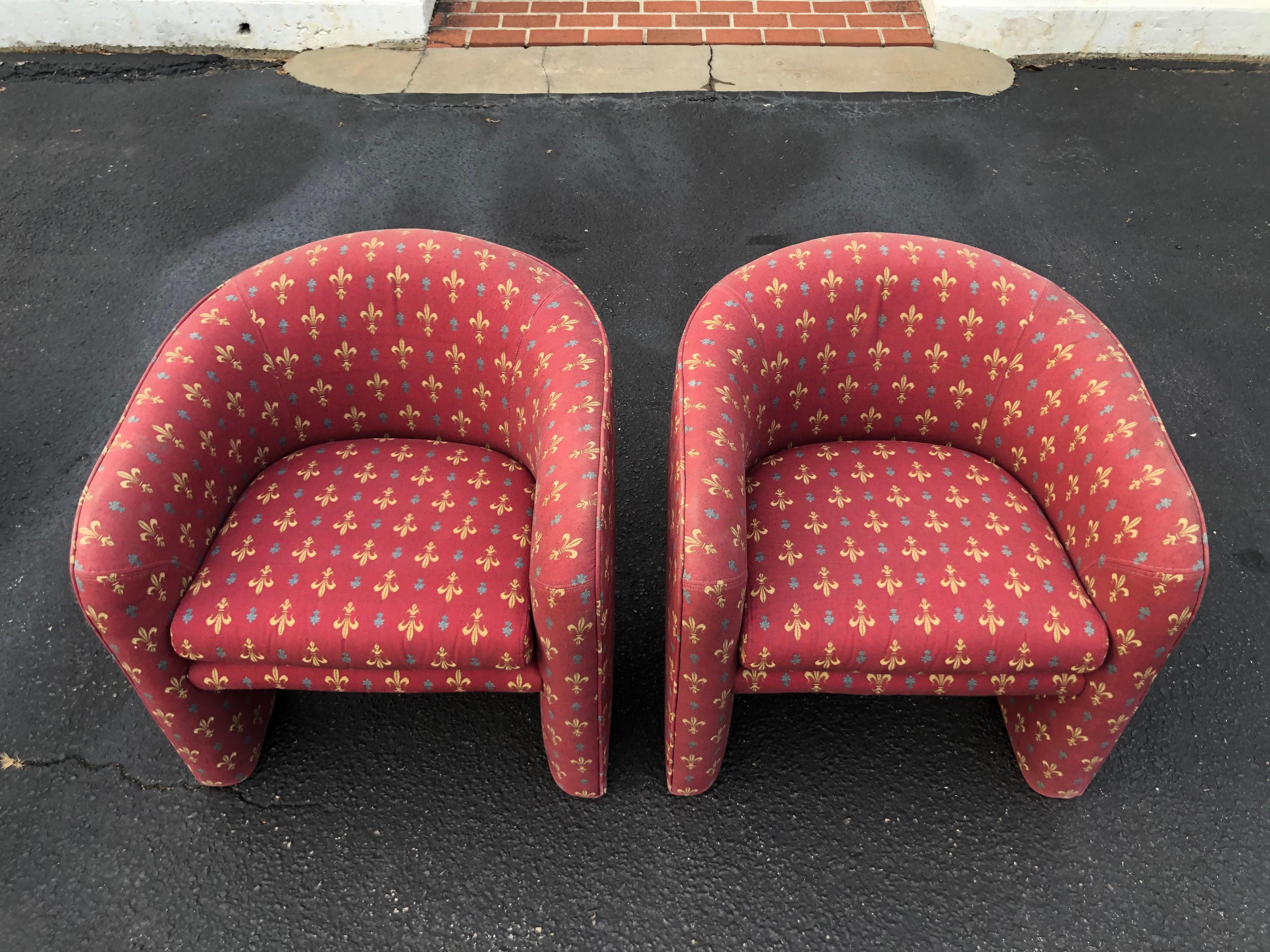Late 20th Century Pair of 1980s Modular Three-Legged Club Chairs