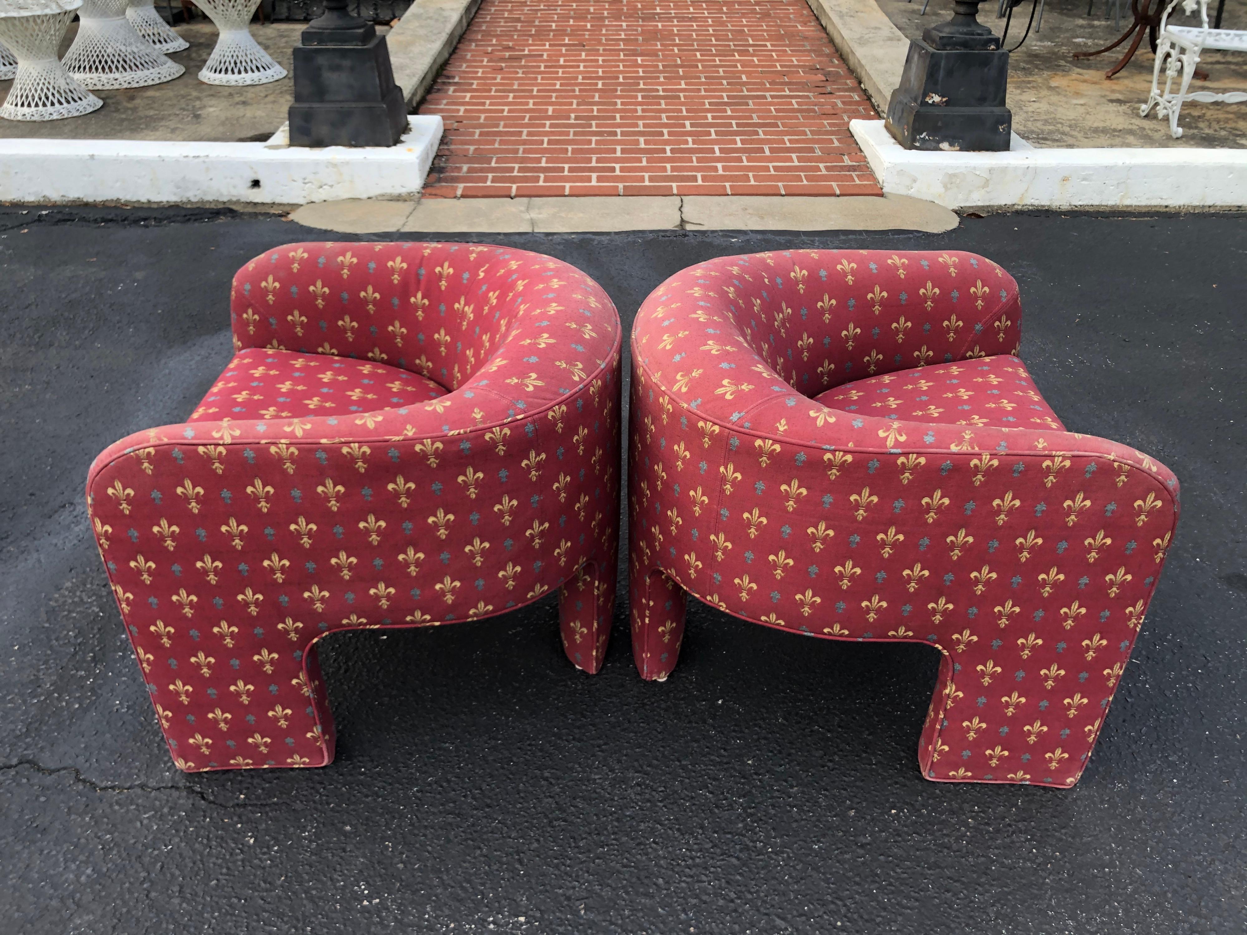 Pair of 1980s Modular Three-Legged Club Chairs 3