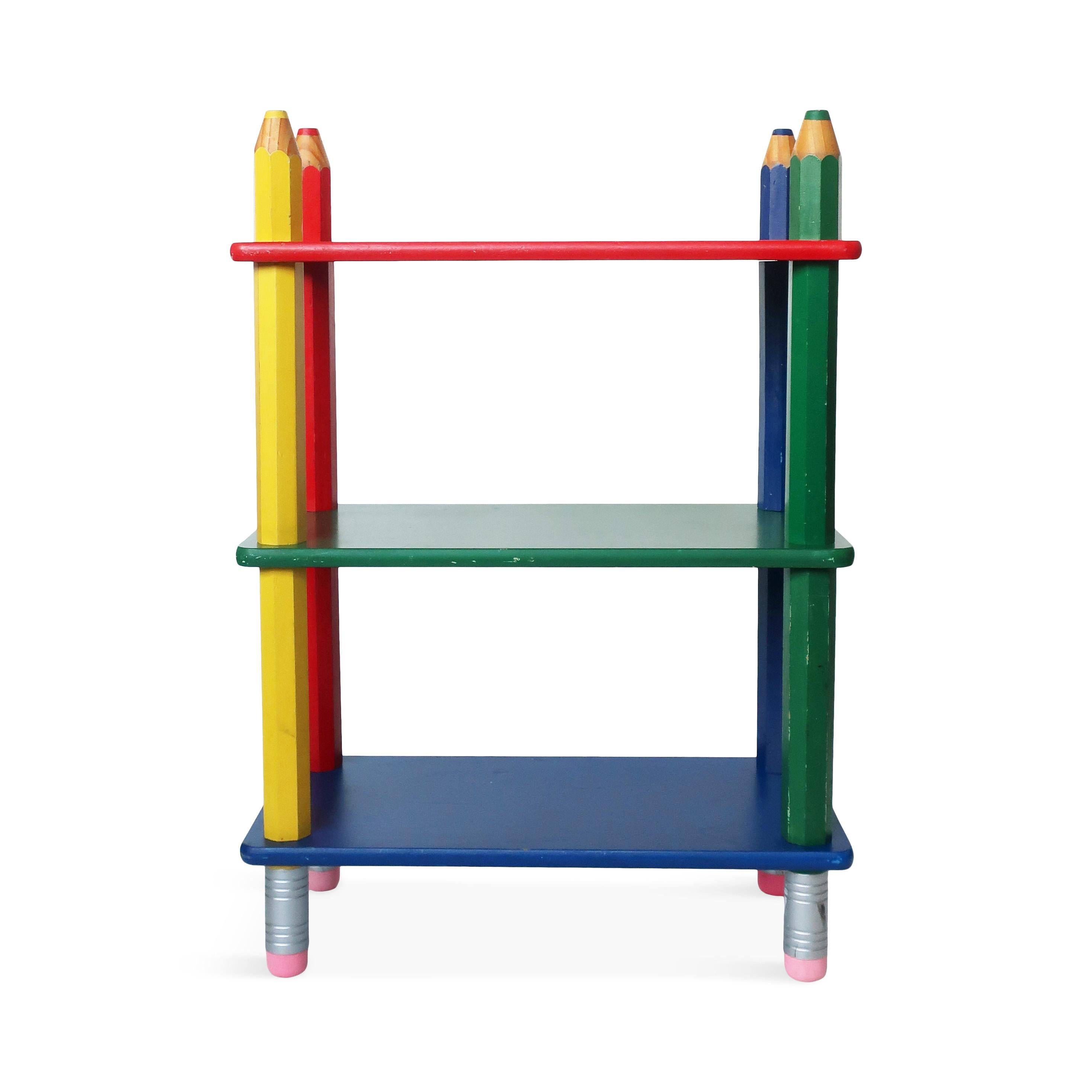 Post-Modern Pair of 1980s Multicolor Pencil Shelves by Pierre Sala