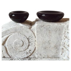 Pair of 1980s Murano Glass Black Organic Bowls by V Nason