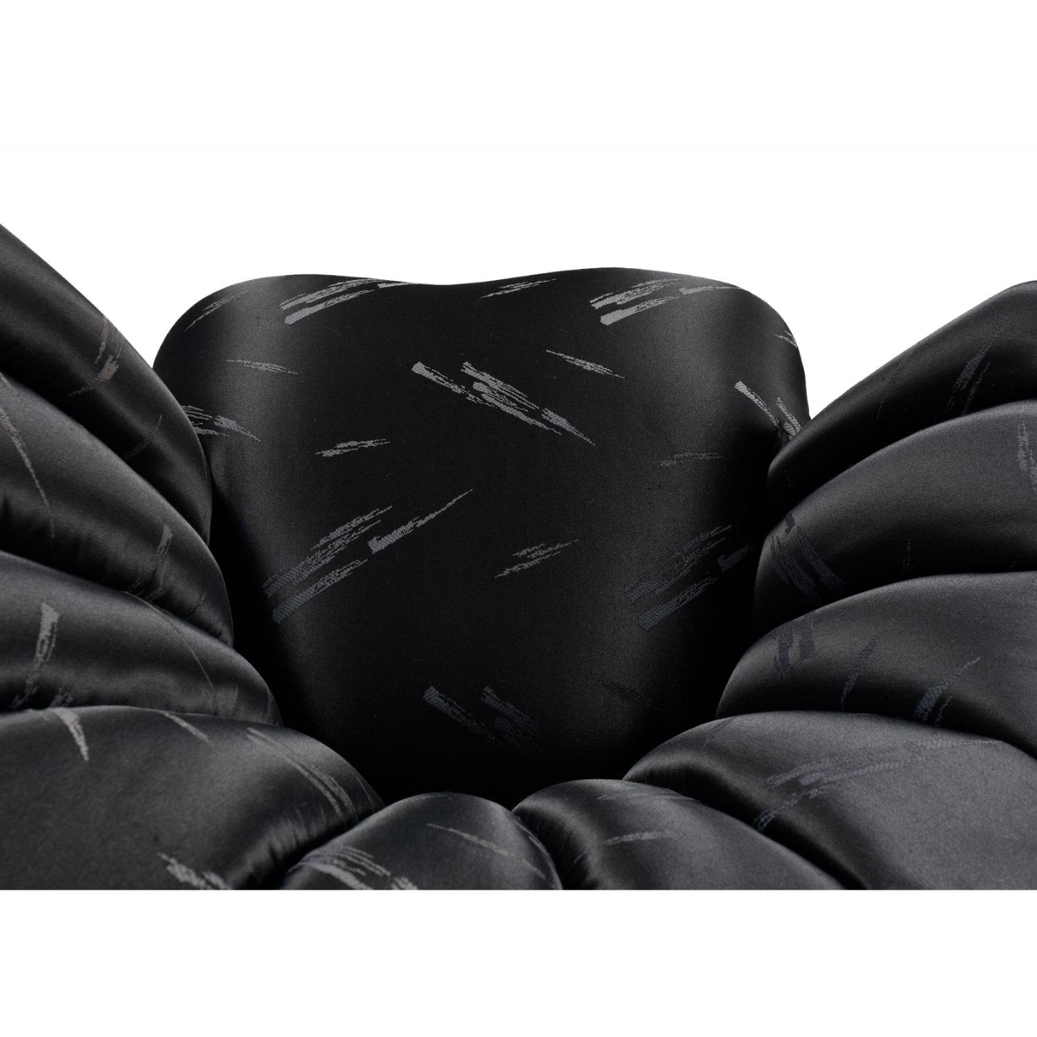 Pair of 1980s Neo-Deco Style Black Satin Scallop Fan Back Slipper Chairs For Sale 1