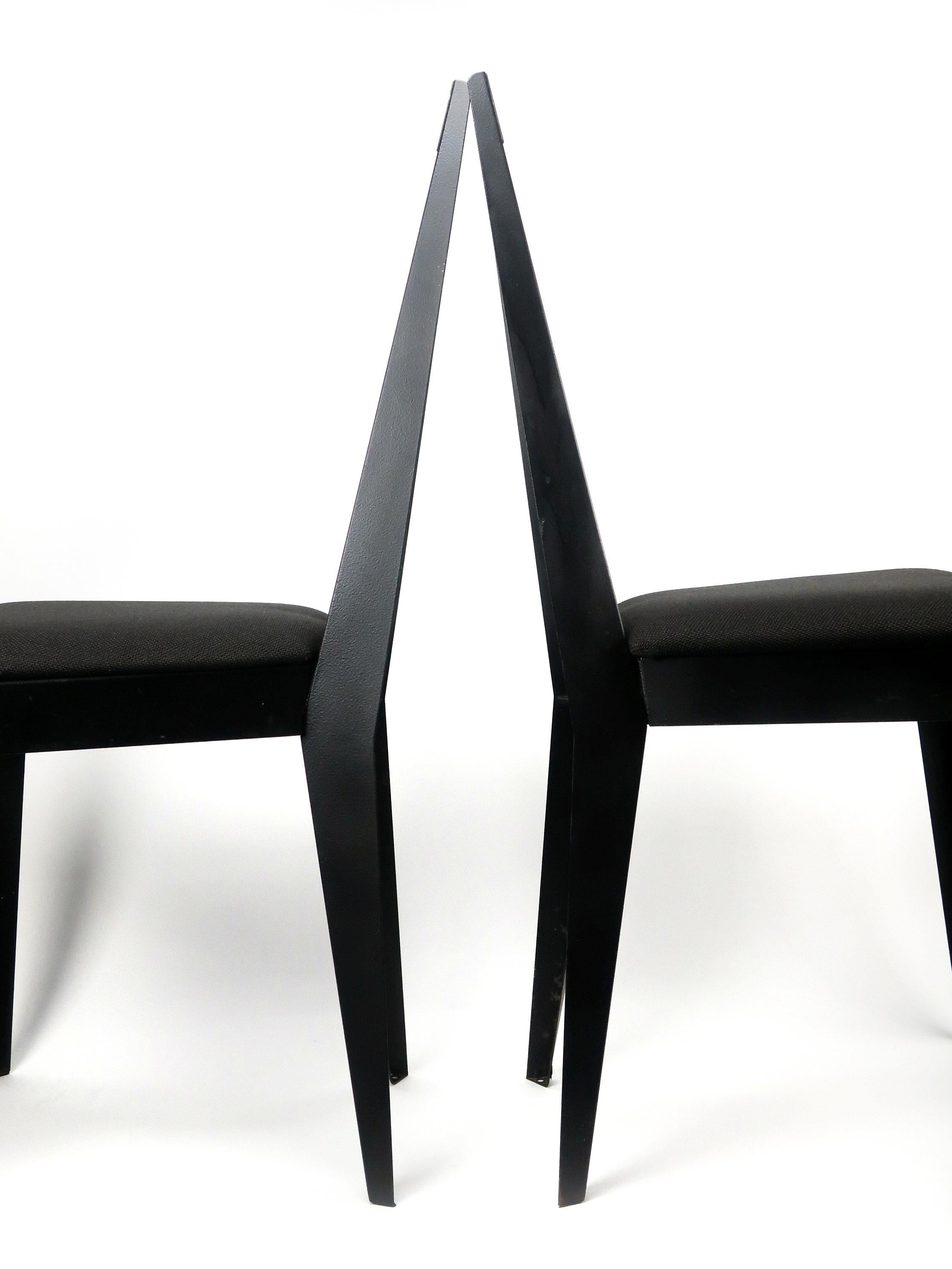 Post-Modern Pair of 1980s Post Modern Angular Metal Chairs