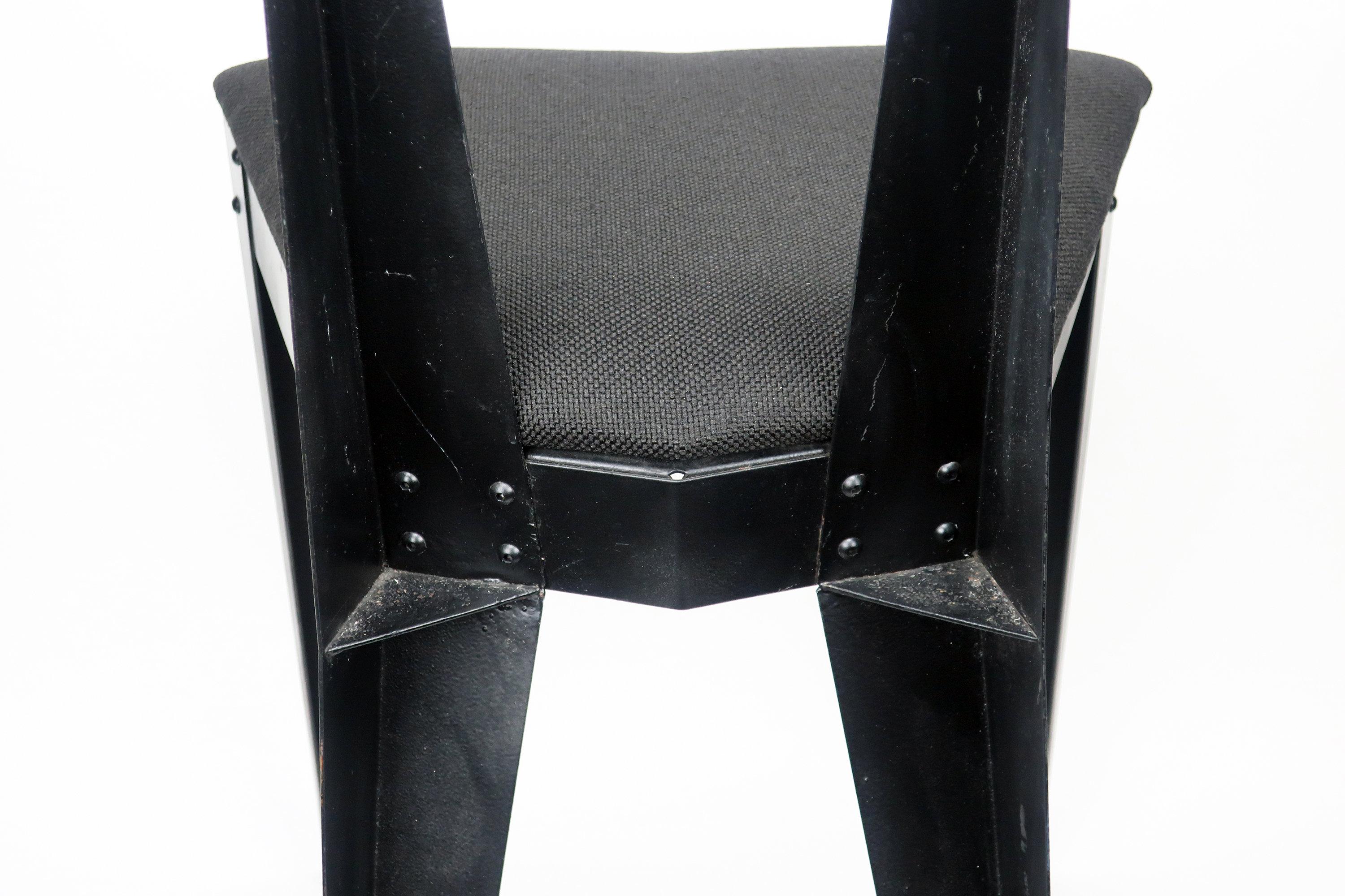 Pair of 1980s Post Modern Angular Metal Chairs 2