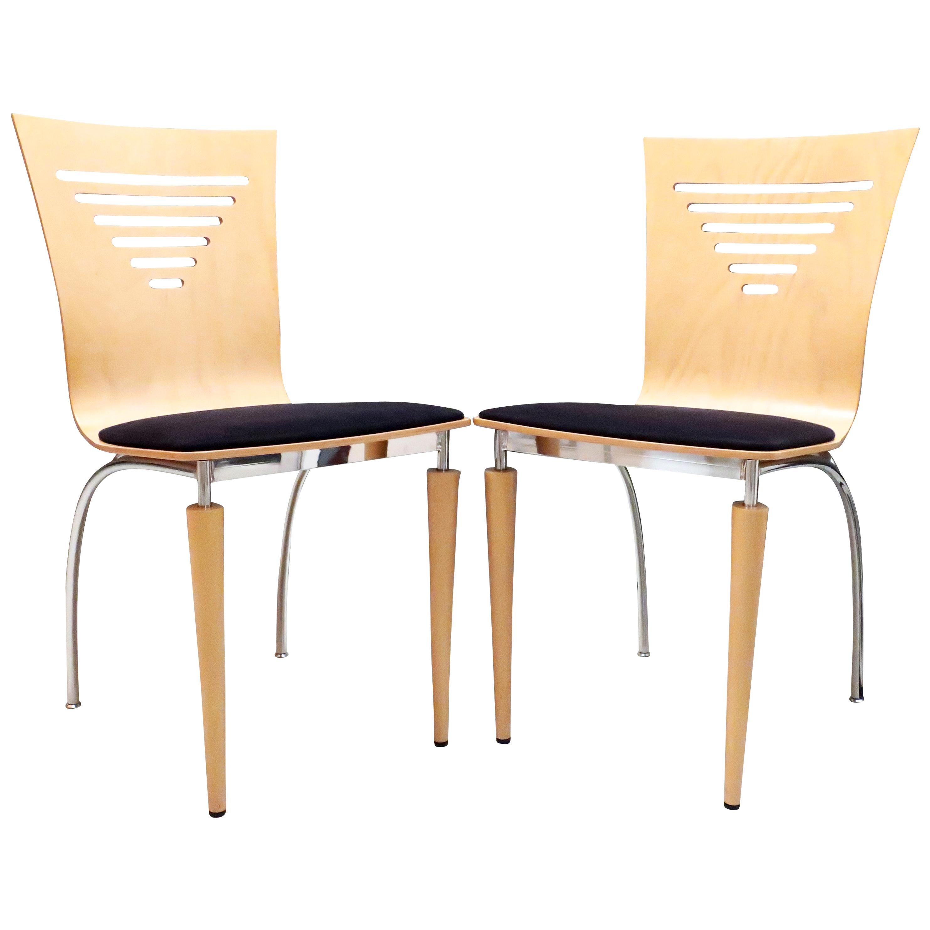 Pair of 1980s Post Modern Italian Side Chairs For Sale