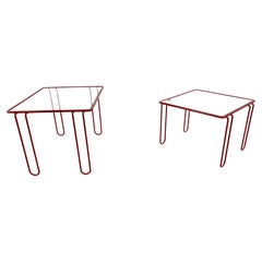 Pair of 1980s Red Metal Side Tables