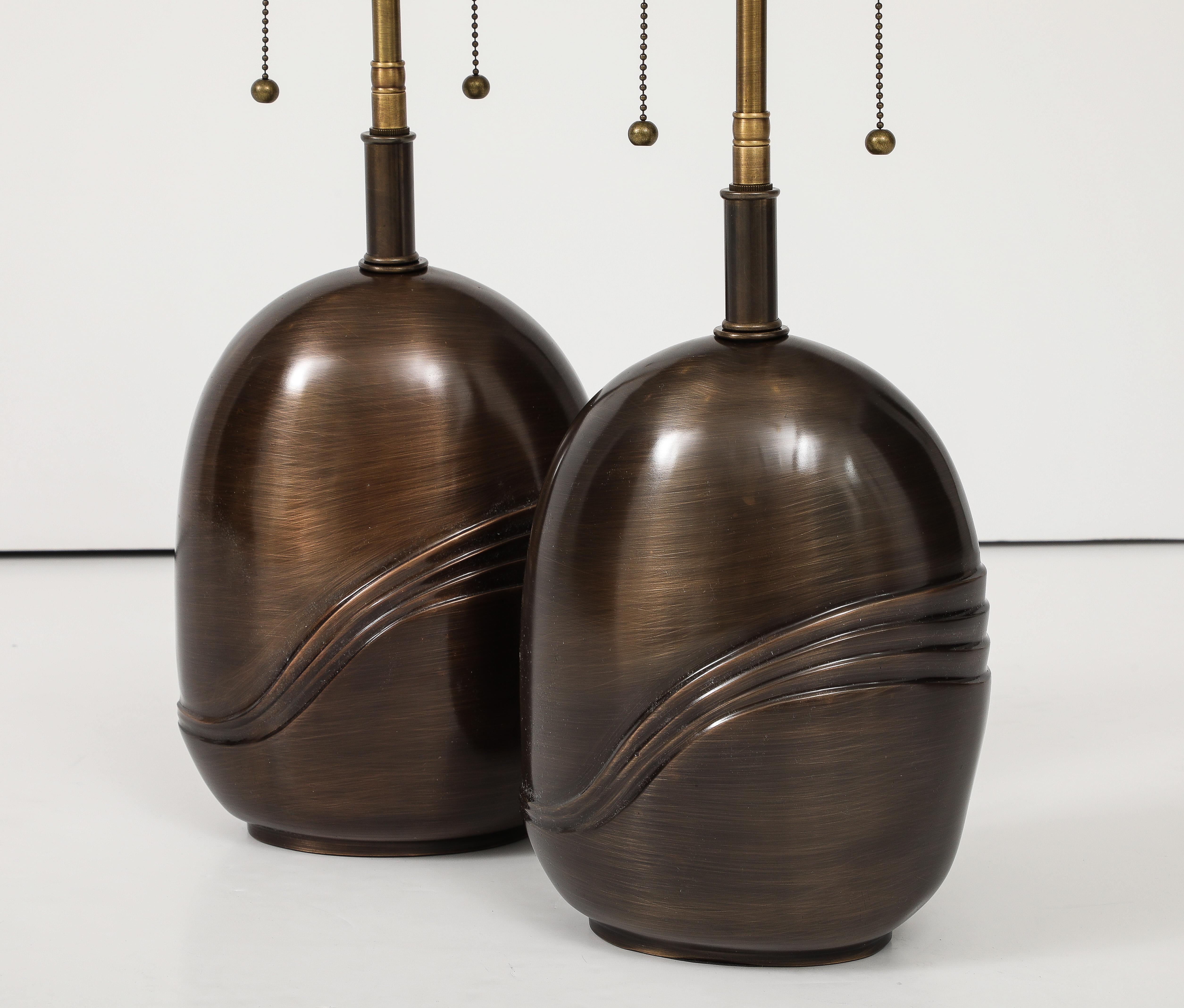 Late 20th Century Pair of 1980's Signed  Bronze Lamps by Esa Fedrigolli  For Sale