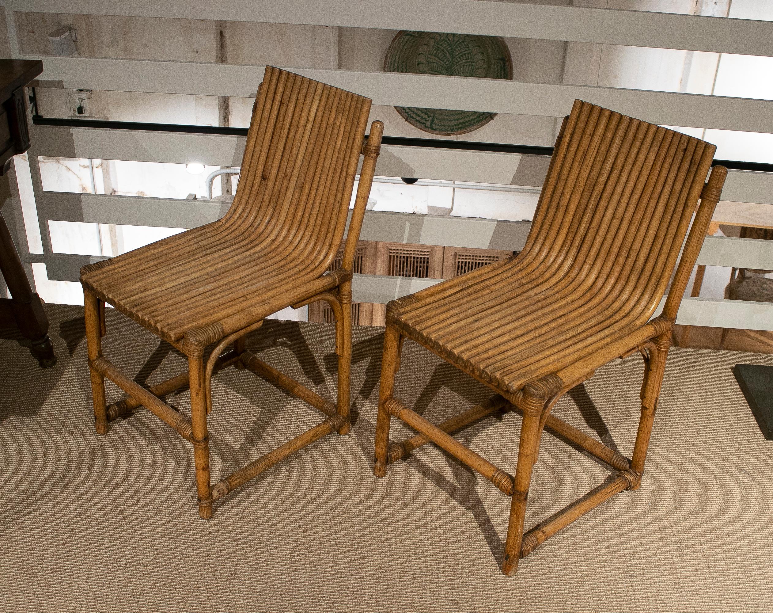 Pair of 1980s Spanish Bamboo Chairs In Good Condition In Marbella, ES