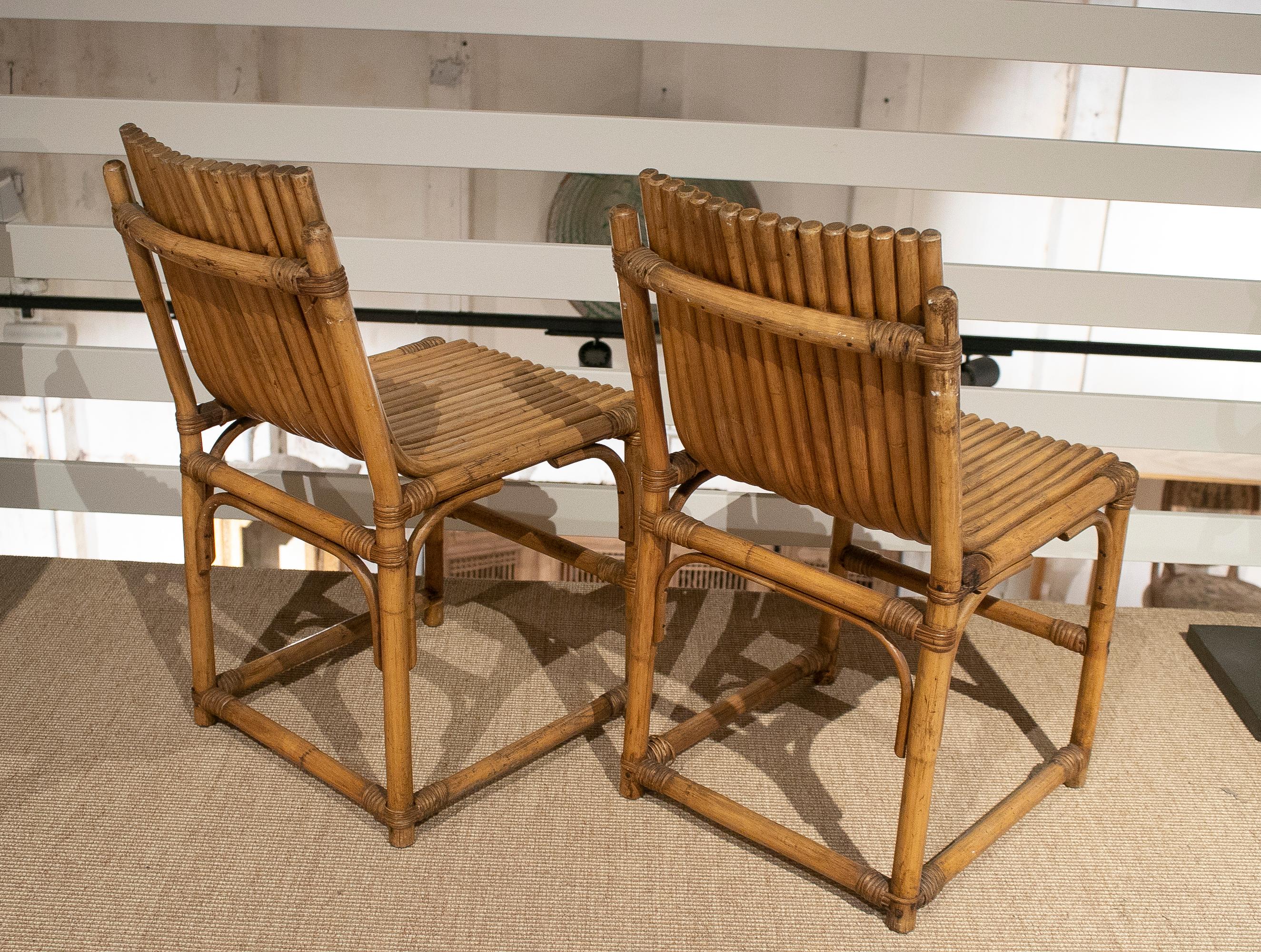 Pair of 1980s Spanish Bamboo Chairs 1