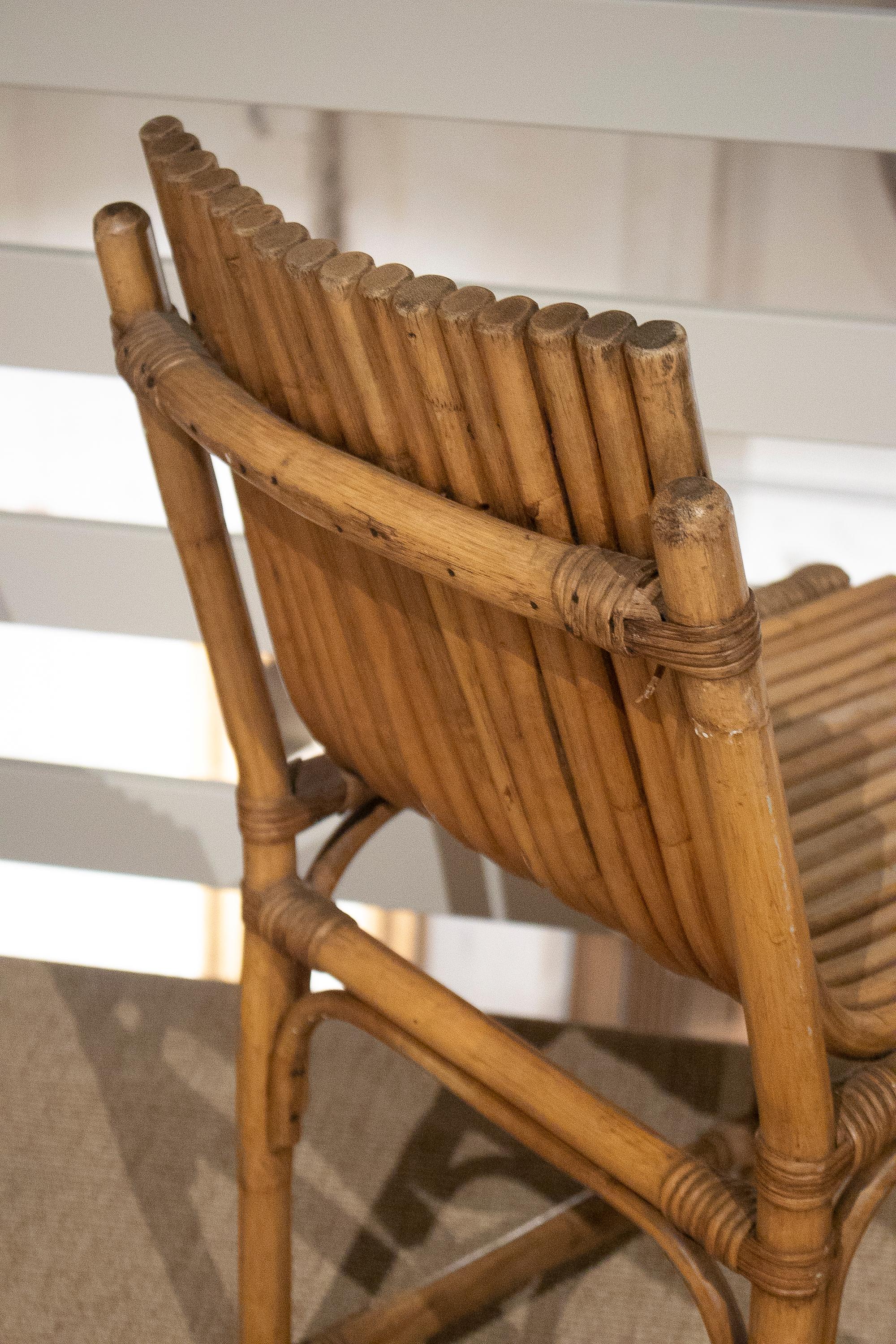Pair of 1980s Spanish Bamboo Chairs 3