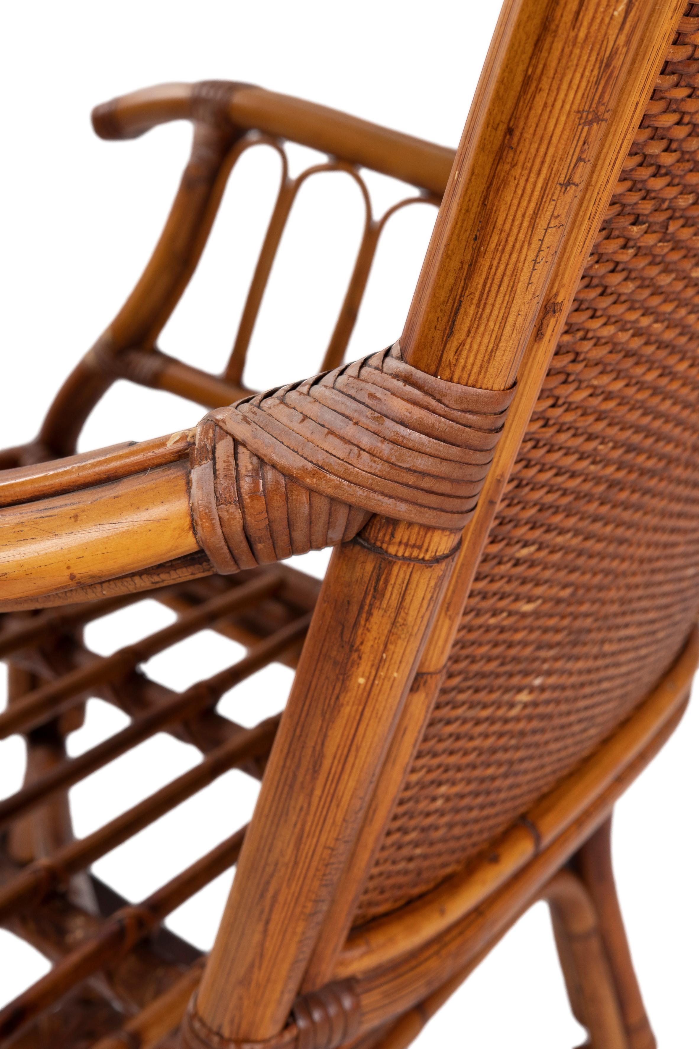 Pair of 1980s Spanish Bamboo & Woven Wicker Rocking Chairs 15