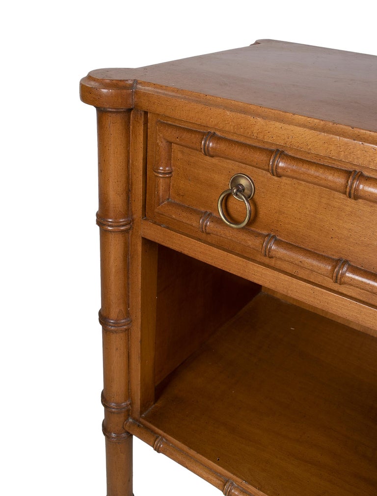 Pair of 1980s Spanish Faux Bamboo One Drawer Bedside Tables at 1stDibs