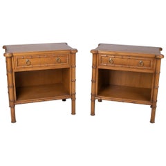 Pair of 1980s Spanish Faux Bamboo One Drawer Bedside Tables