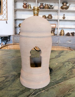 Pair of 1980s Spanish Handcrafted beige Ceramic Table Lamps