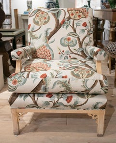 Pair of 1980s Spanish Reupholstered Wooden Sofa Chairs