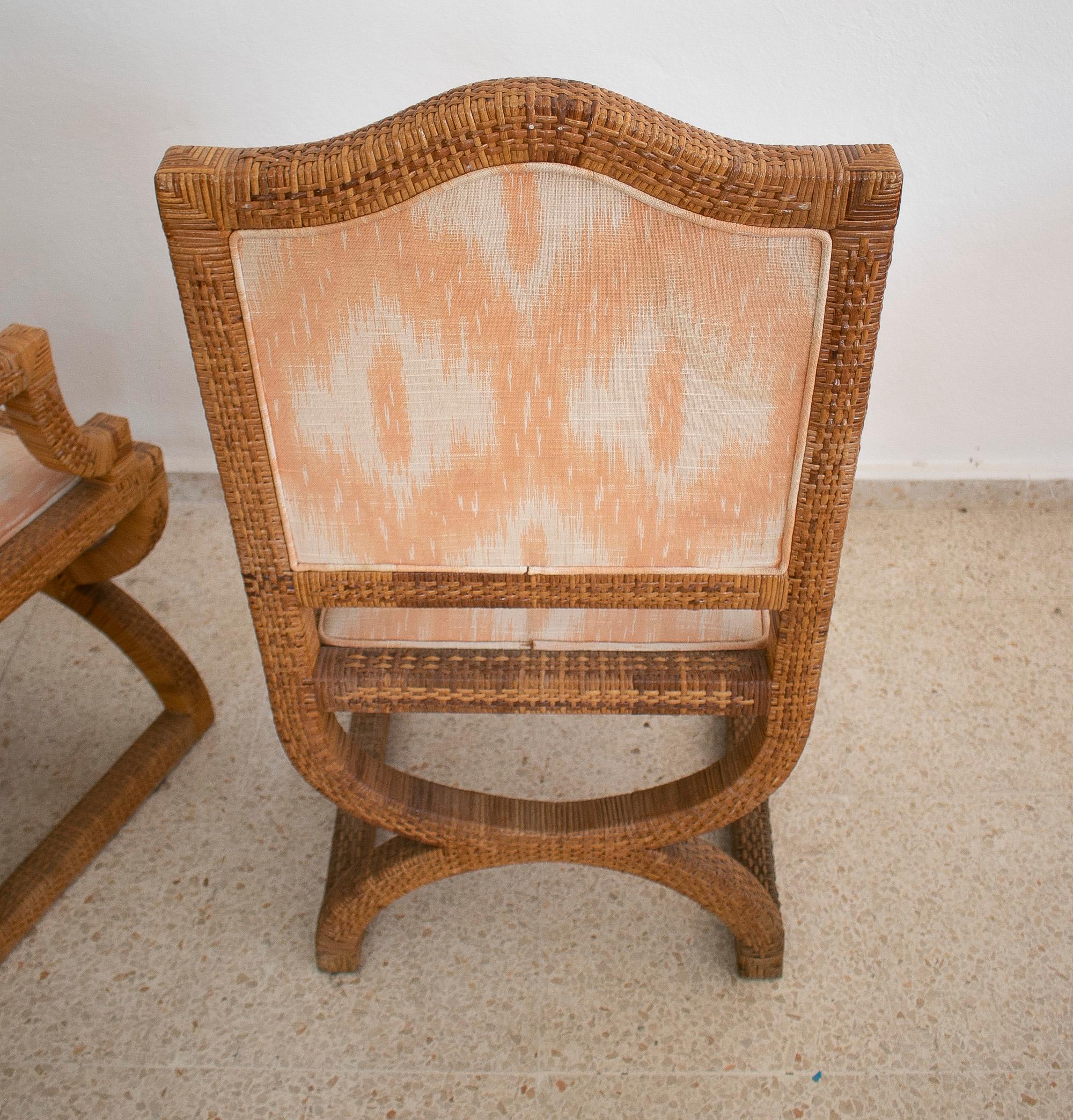 Pair of 1980s Spanish Woven Wicker Armchairs 1