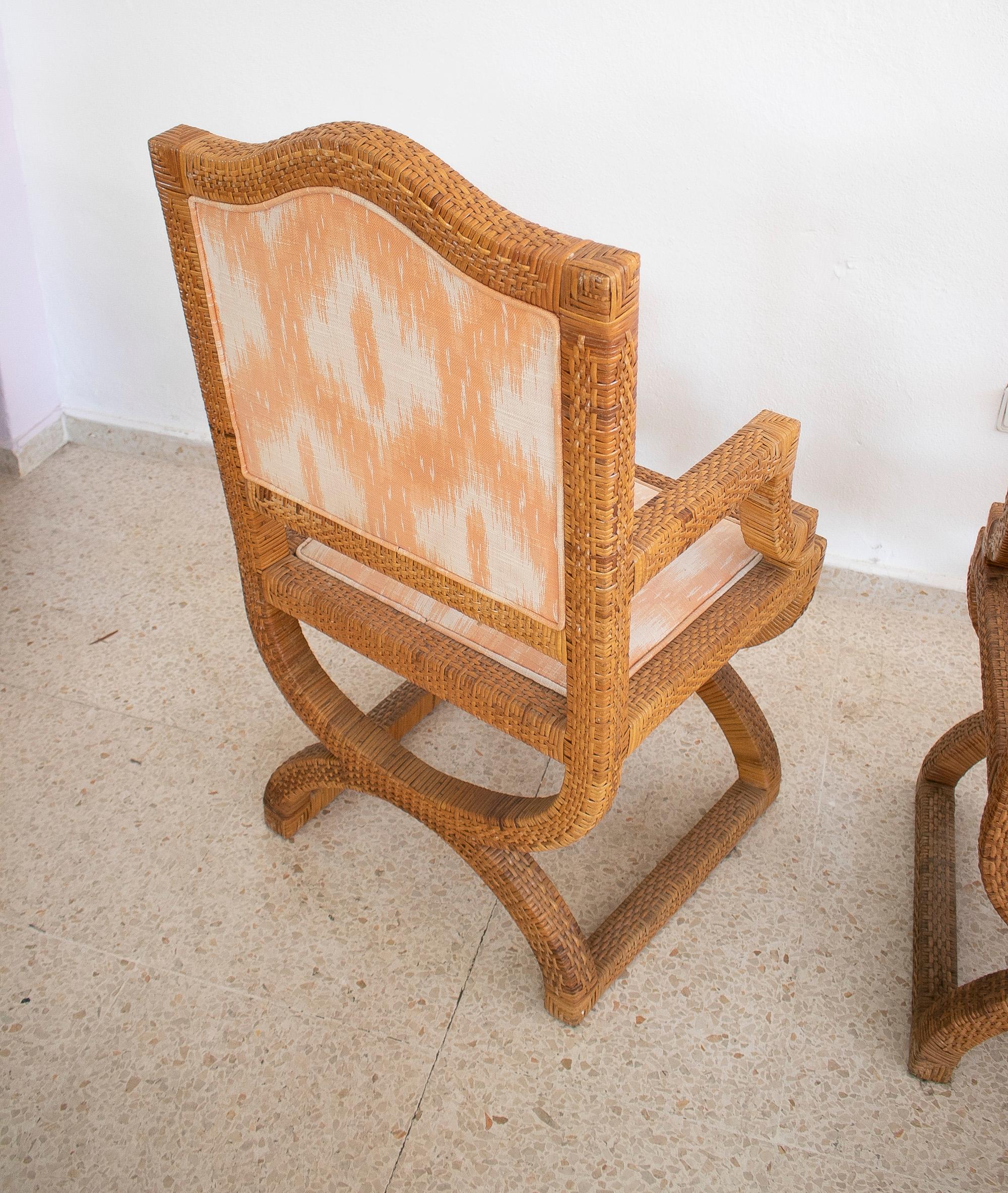 Pair of 1980s Spanish Woven Wicker Armchairs 2