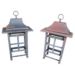 Pair of 1980s Spanish Wrought Iron Wall Lamps