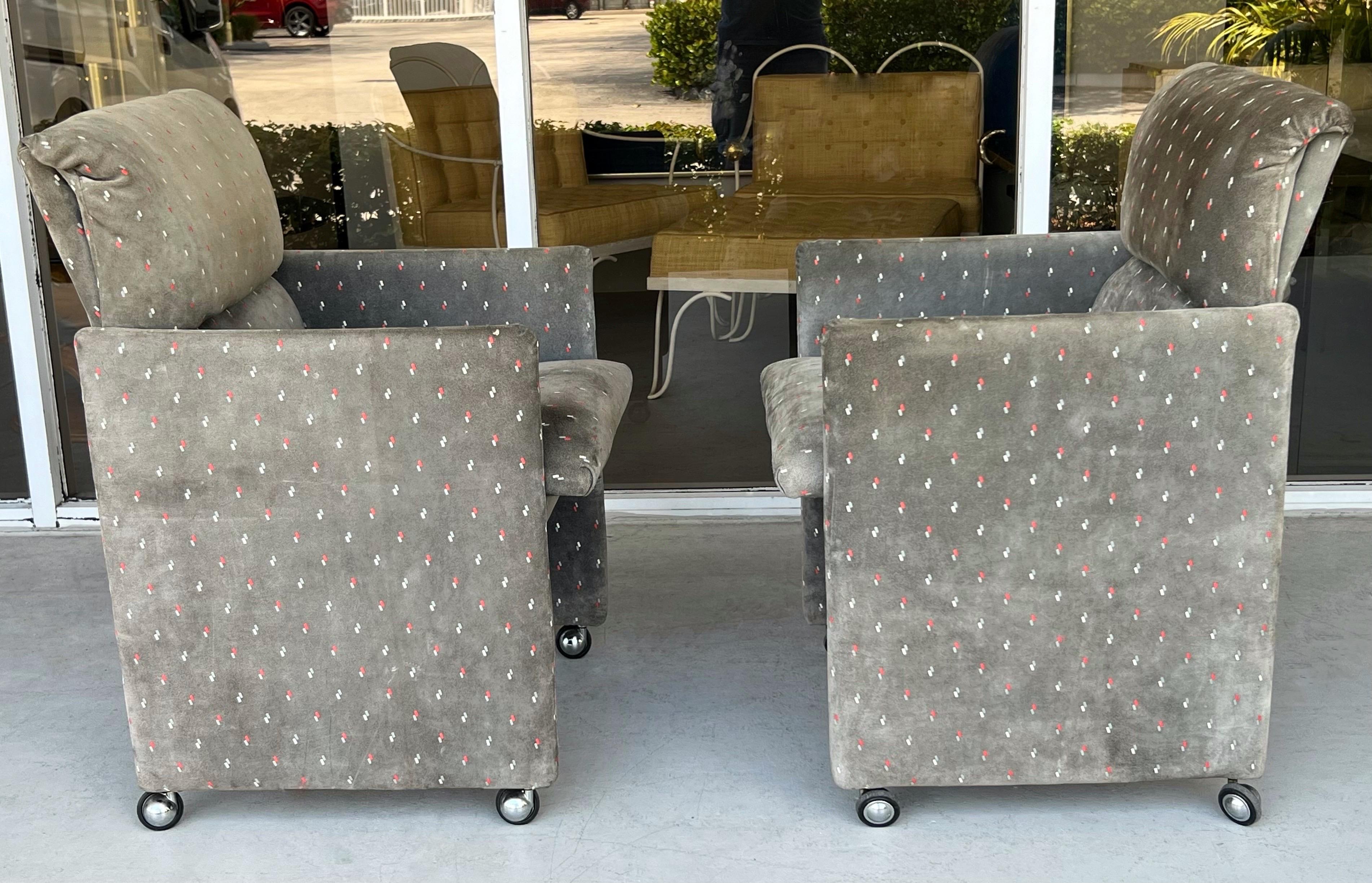 Pair of 1980s Suede Arm Chairs by Preview For Sale 5