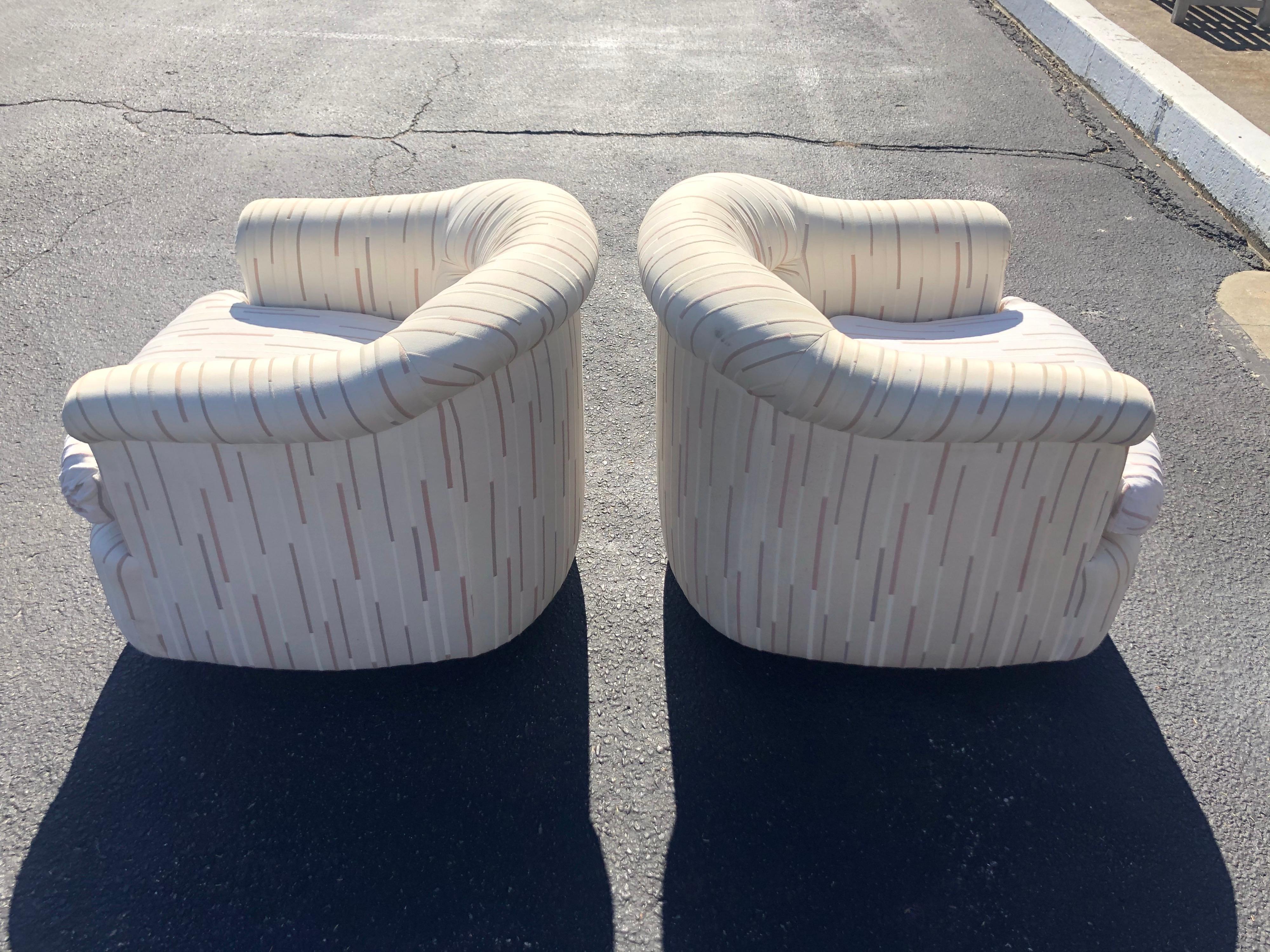 Pair of 1980's Swivel Club Chairs 1