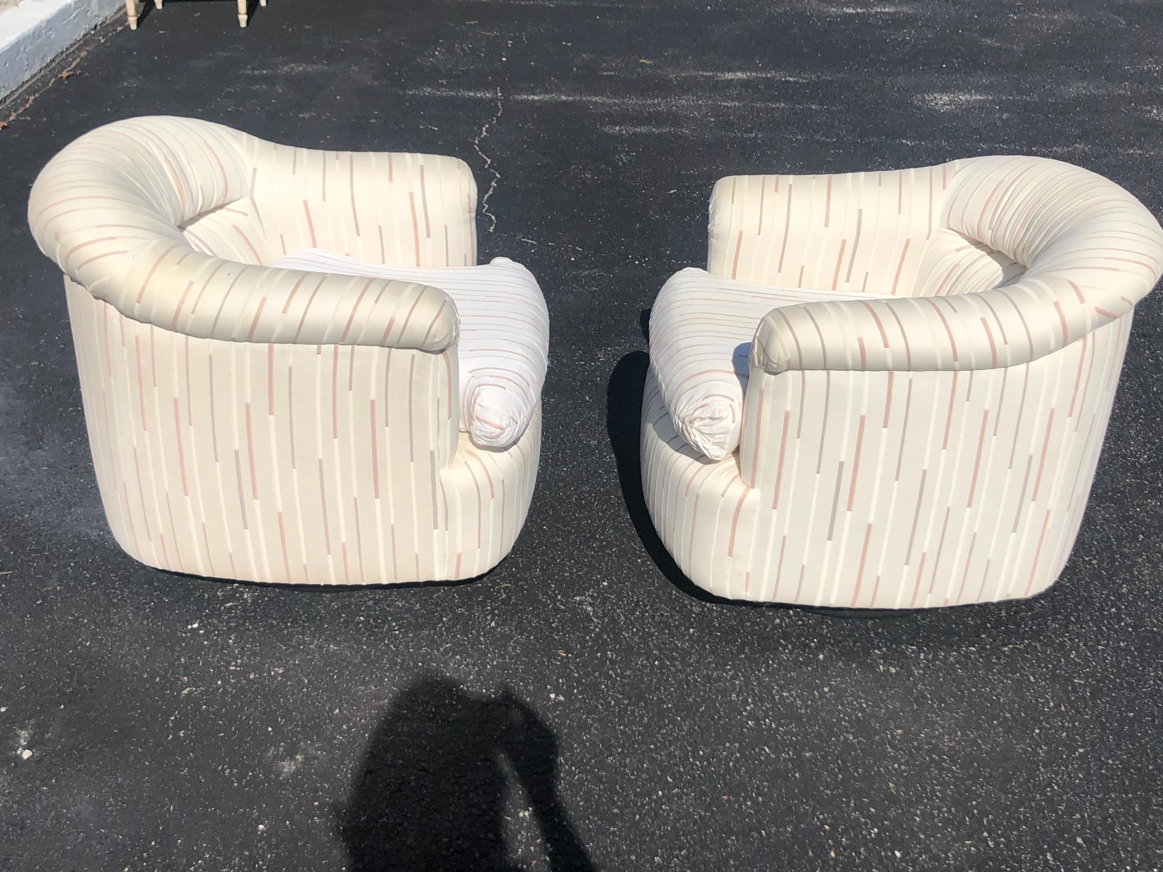 Pair of 1980's Swivel Club Chairs 2