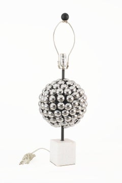 Pair of Post War Italian Silver Sphere Table Lamps