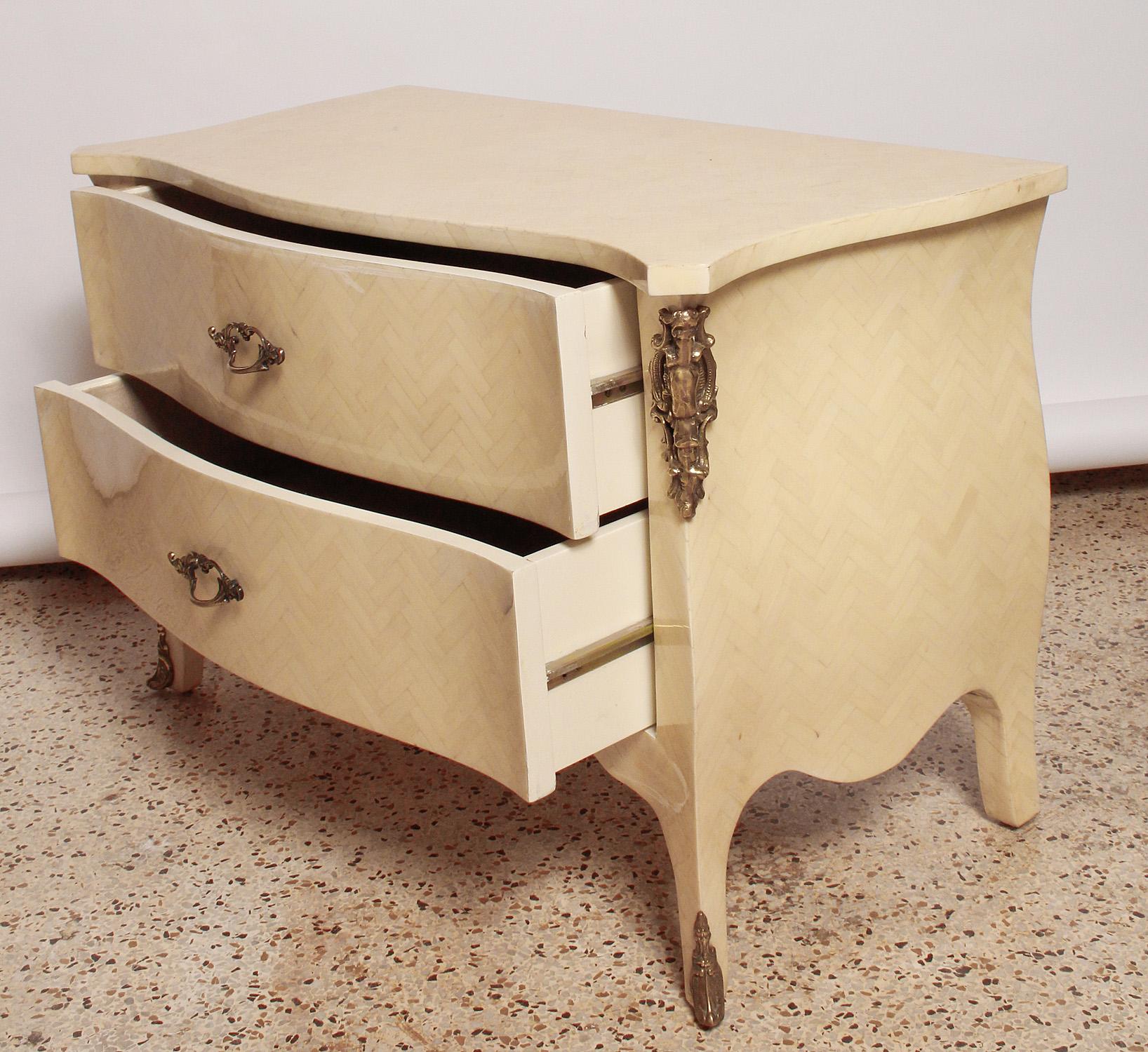 Pair of 1980's Tessellated Bone Nightstands by Enrique Garces For Sale 2