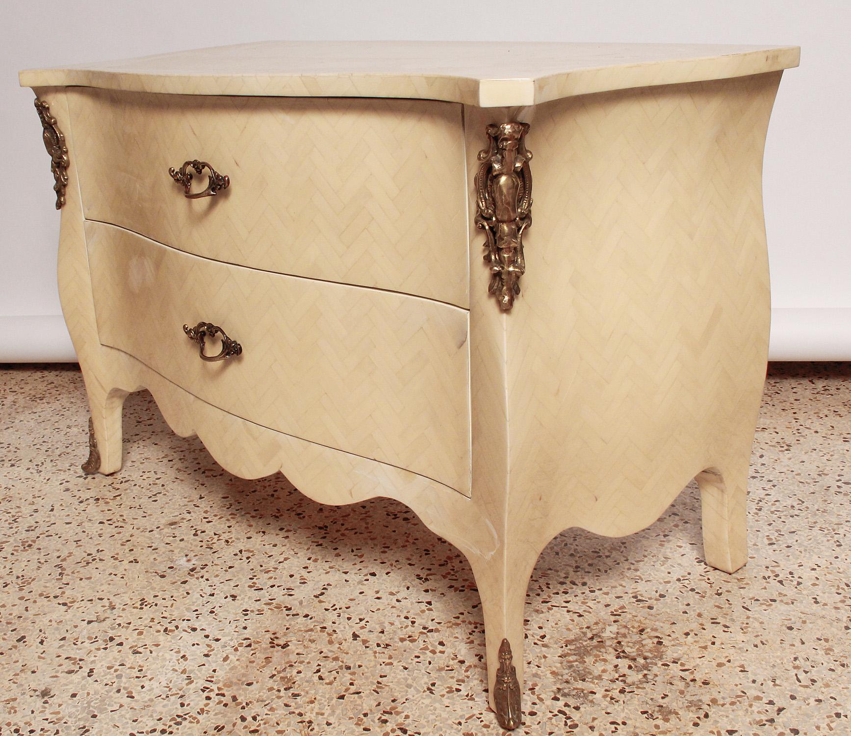 Colombian Pair of 1980's Tessellated Bone Nightstands by Enrique Garces For Sale