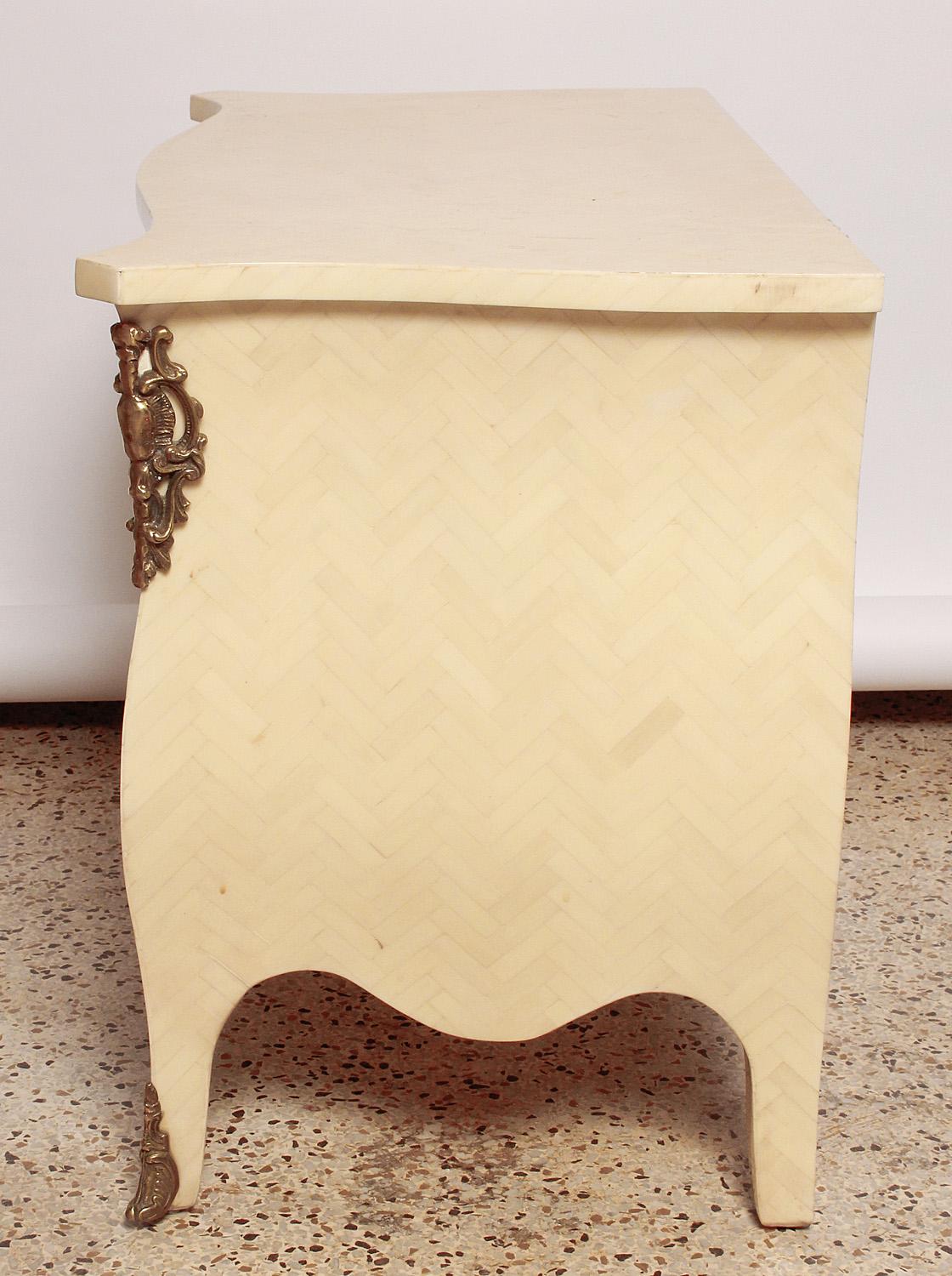 Brass Pair of 1980's Tessellated Bone Nightstands by Enrique Garces For Sale