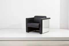 Paire de fauteuils de salon en cuir noir Trix & Robert Haussmann pour Knoll