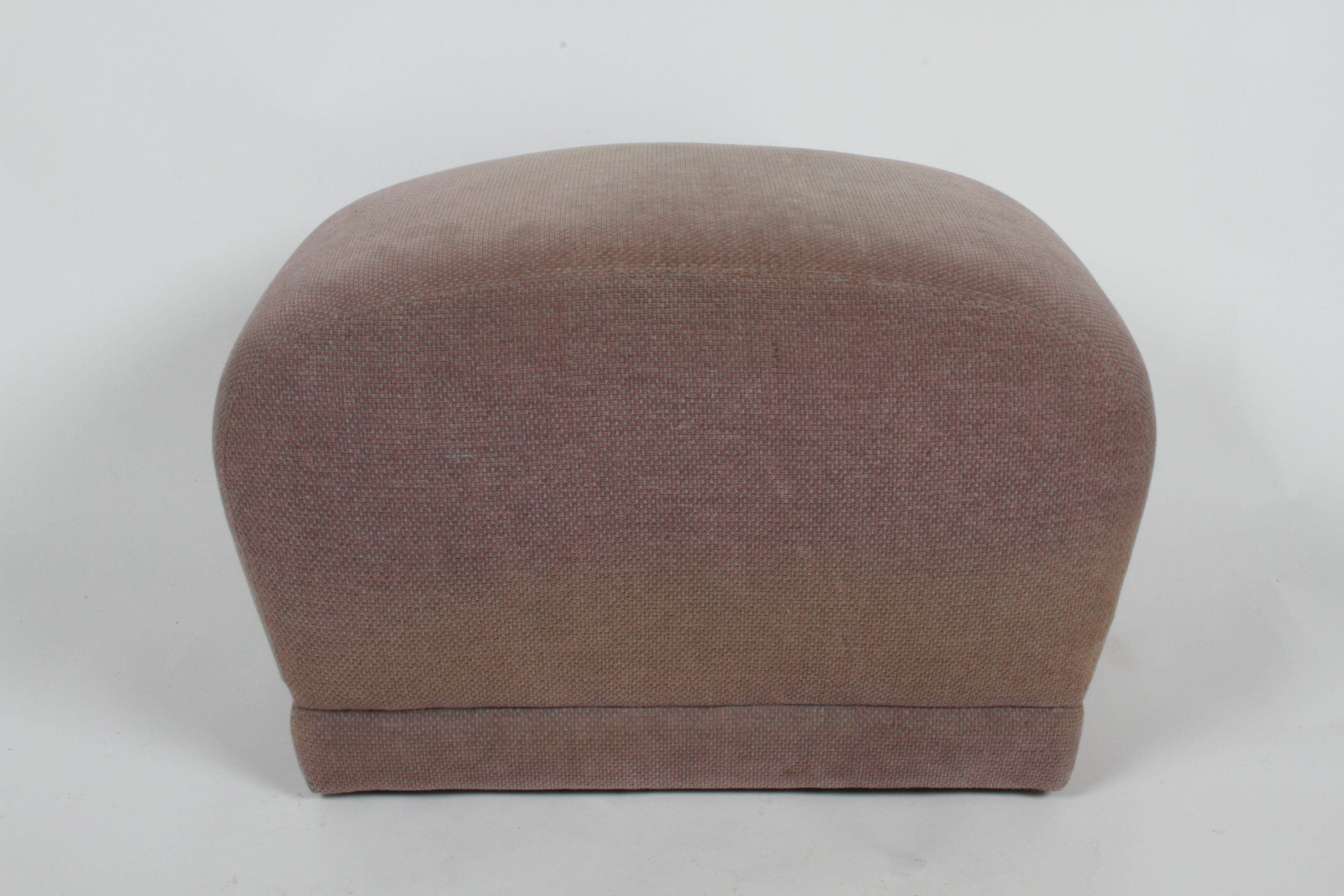 Pair of 1980's Upholstered Poufs or Ottomans on Castors, Style of Milo Baughman 3