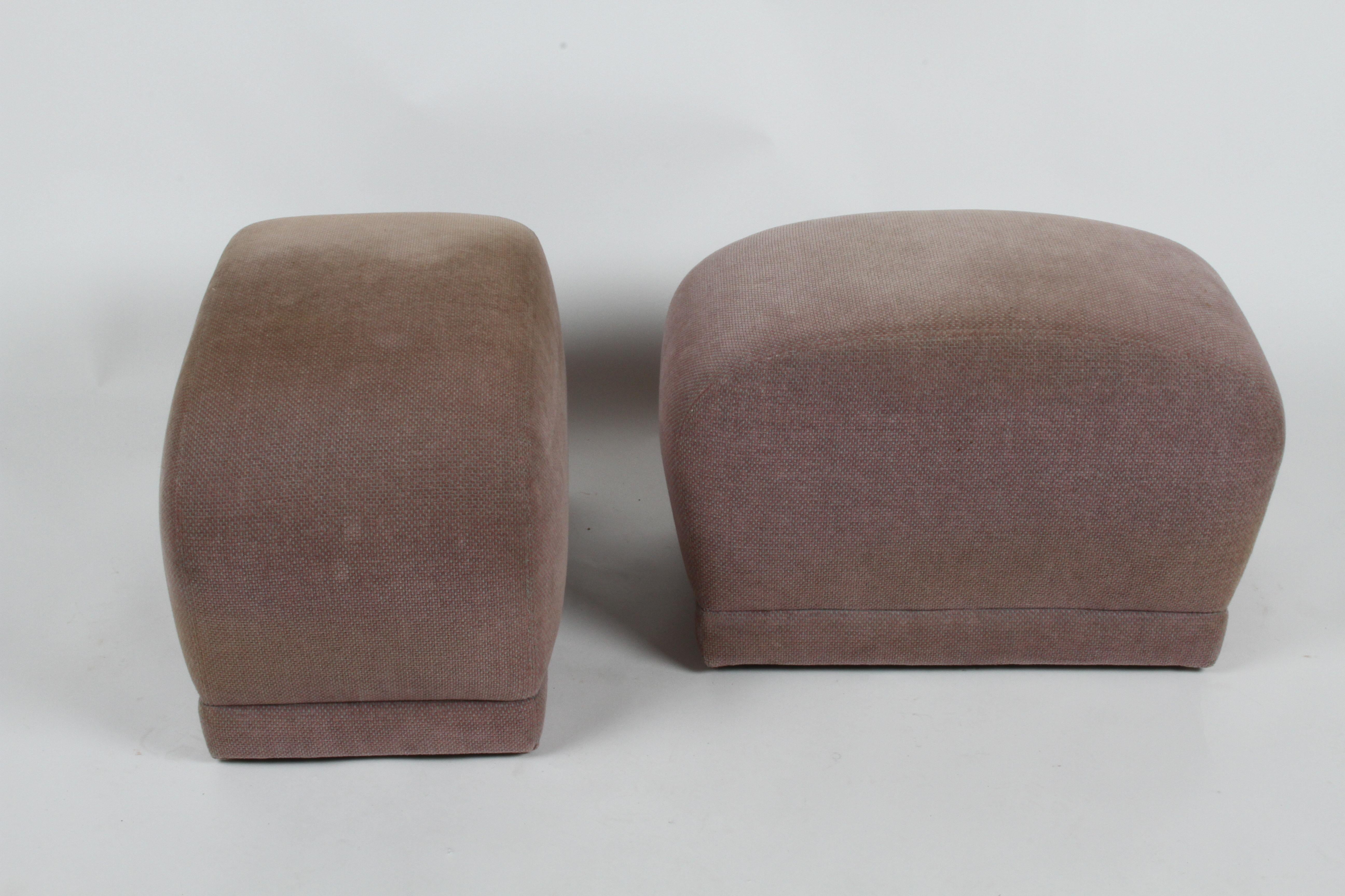 Upholstery Pair of 1980's Upholstered Poufs or Ottomans on Castors, Style of Milo Baughman