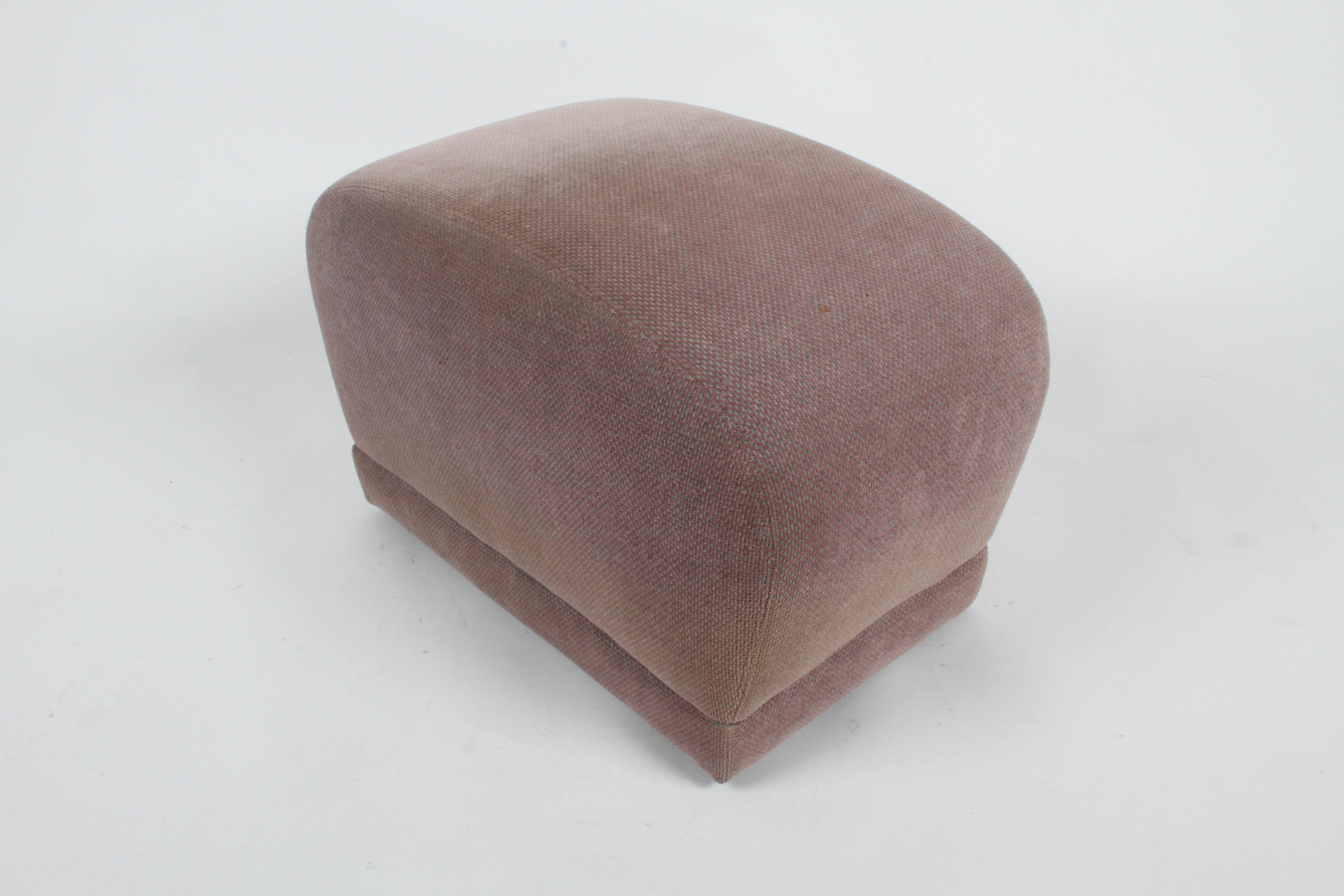 Pair of 1980's Upholstered Poufs or Ottomans on Castors, Style of Milo Baughman 1