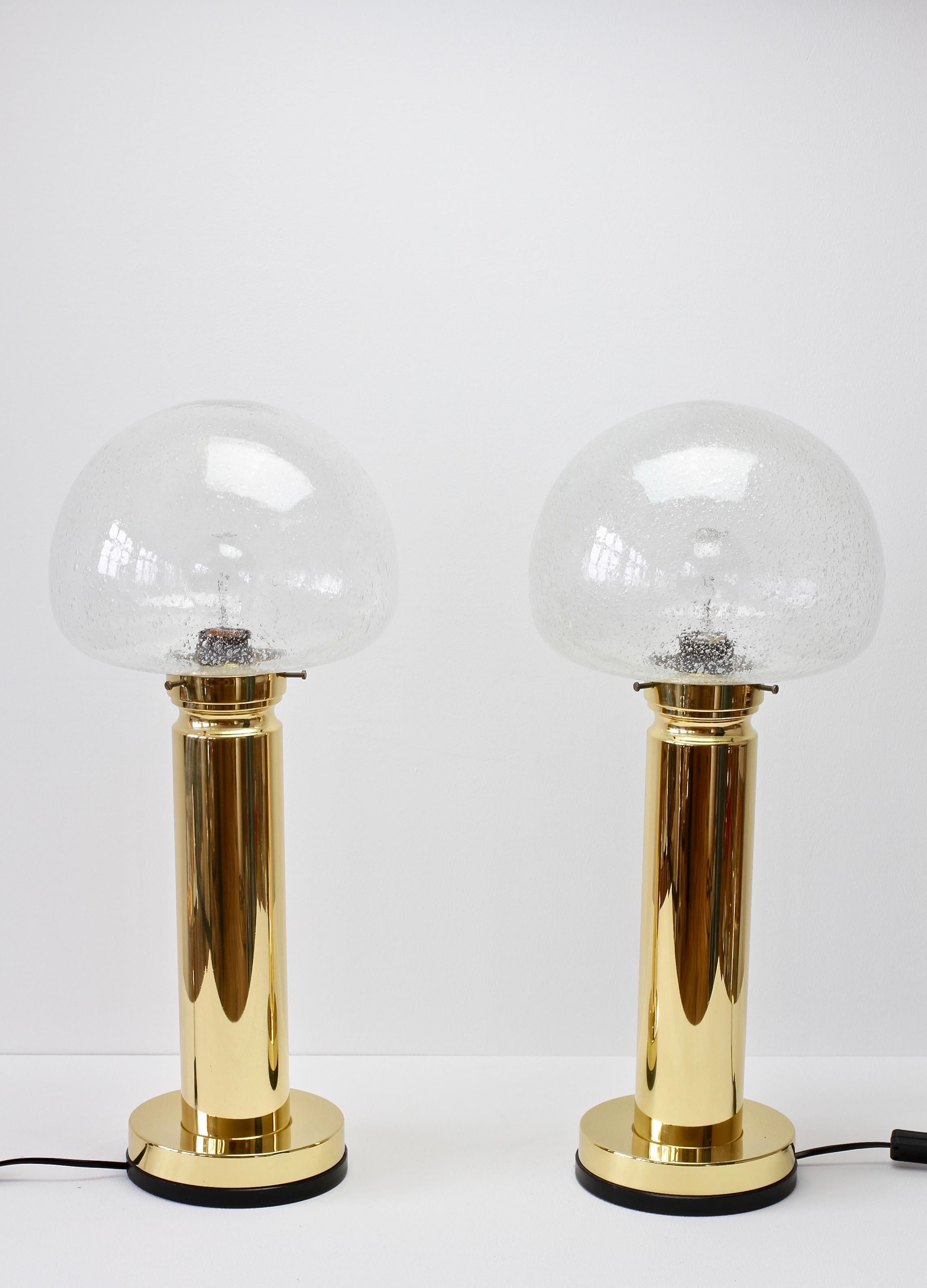 Pair of 1980s Vintage Limburg Style Domed Bubble Glass Table Lamps / Lights 2