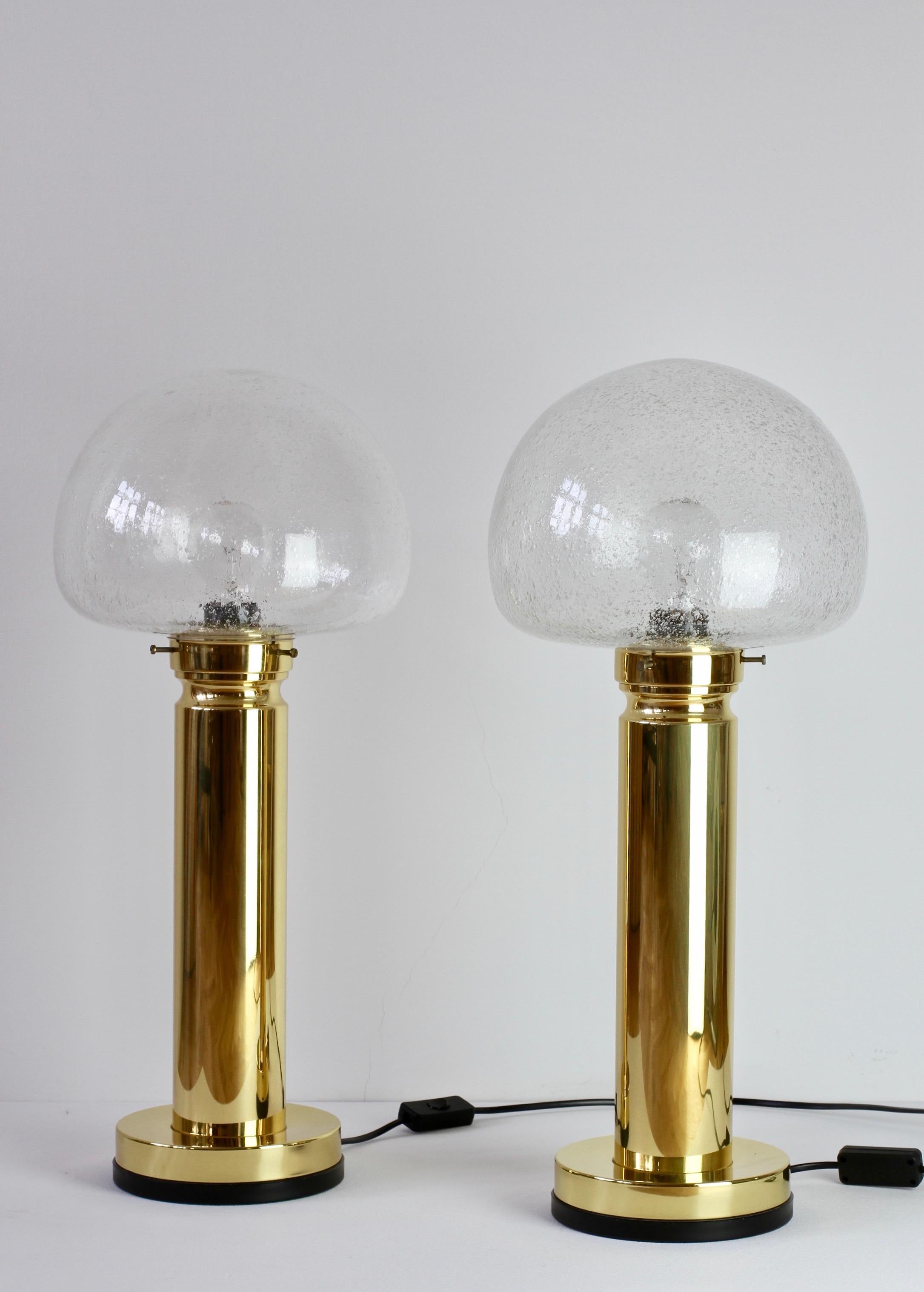 Pair of 1980s Vintage Limburg Style Domed Bubble Glass Table Lamps / Lights 1