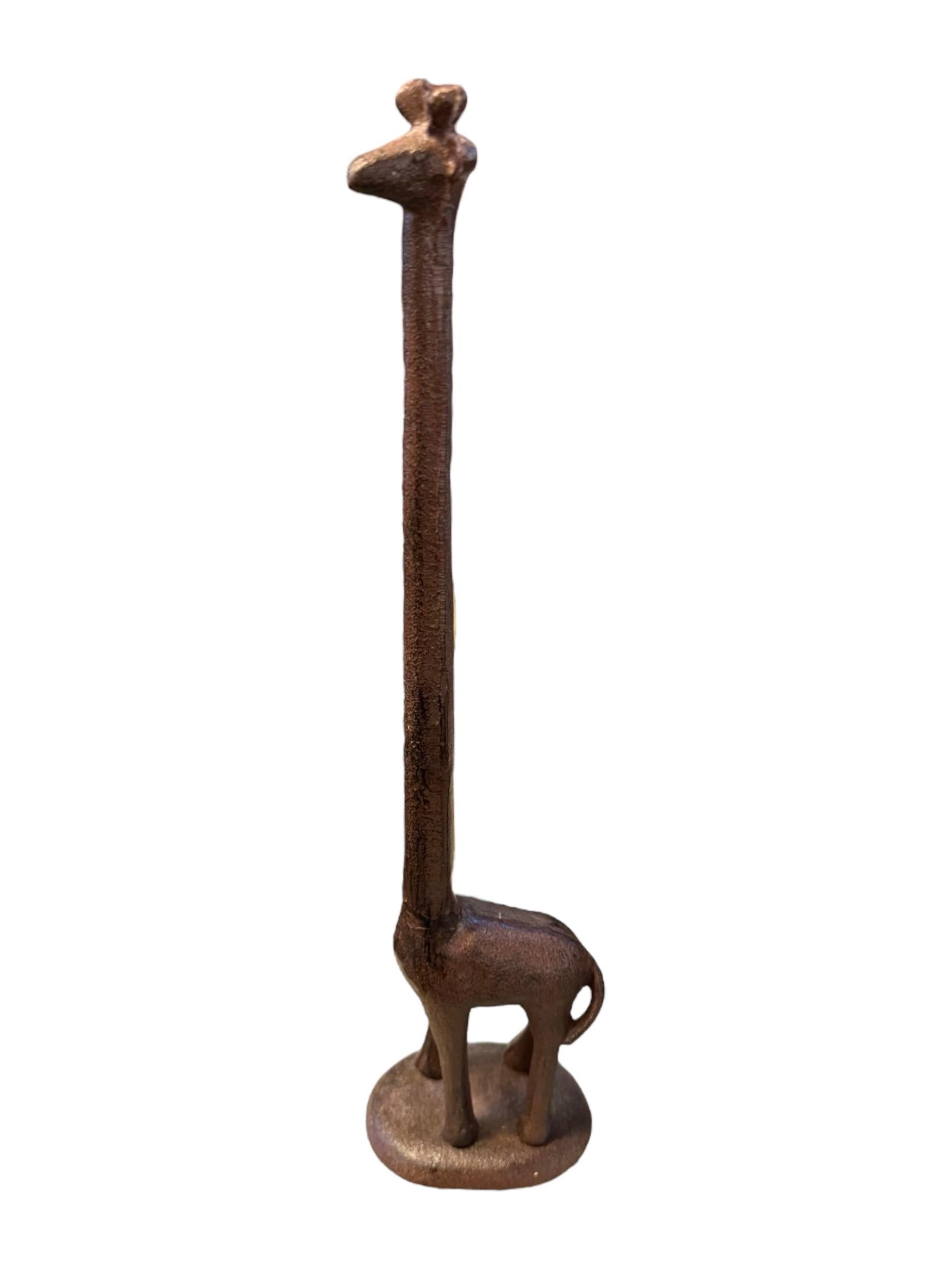 American Pair of 1980s Wrought Iron Giraffe Sculpture For Sale