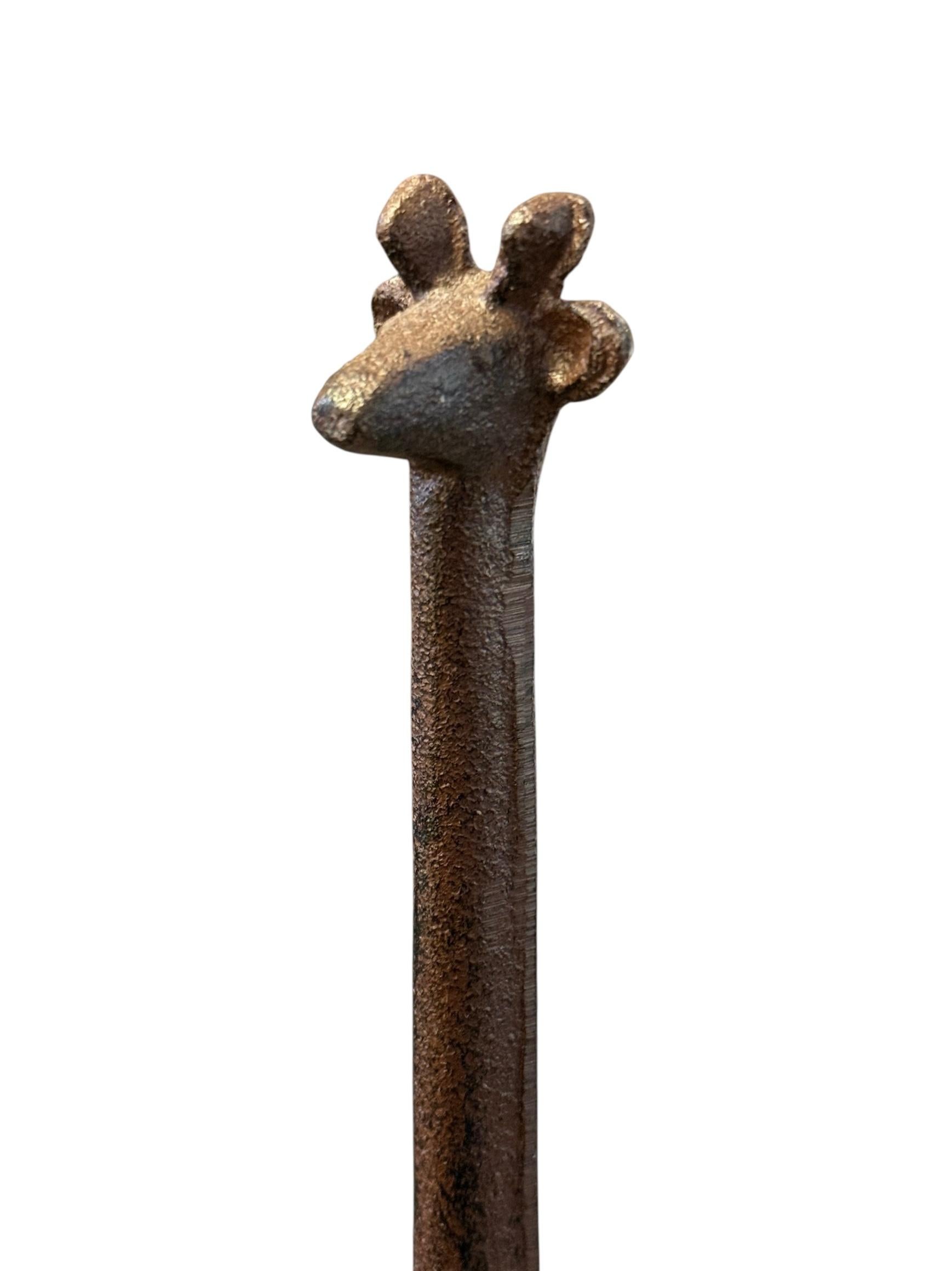 Late 20th Century Pair of 1980s Wrought Iron Giraffe Sculpture For Sale