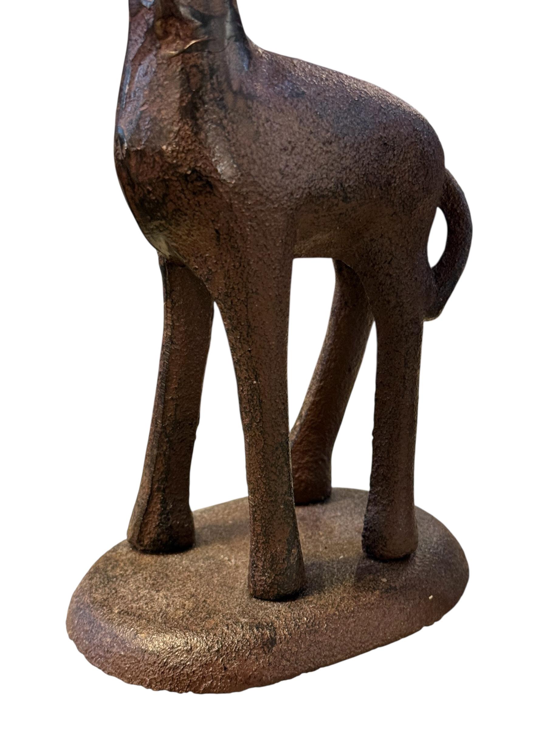 Bronze Pair of 1980s Wrought Iron Giraffe Sculpture For Sale