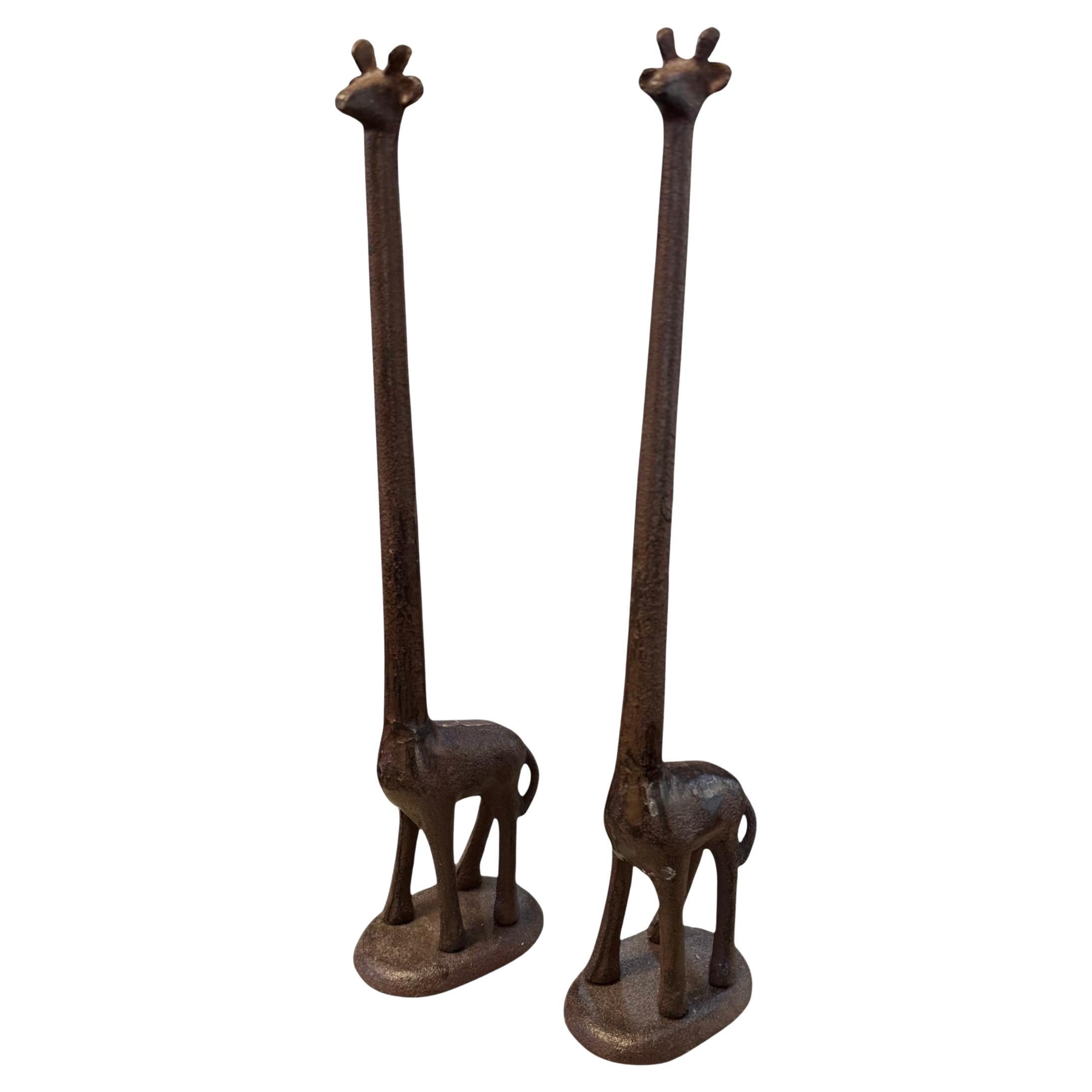 Pair of 1980s Wrought Iron Giraffe Sculpture