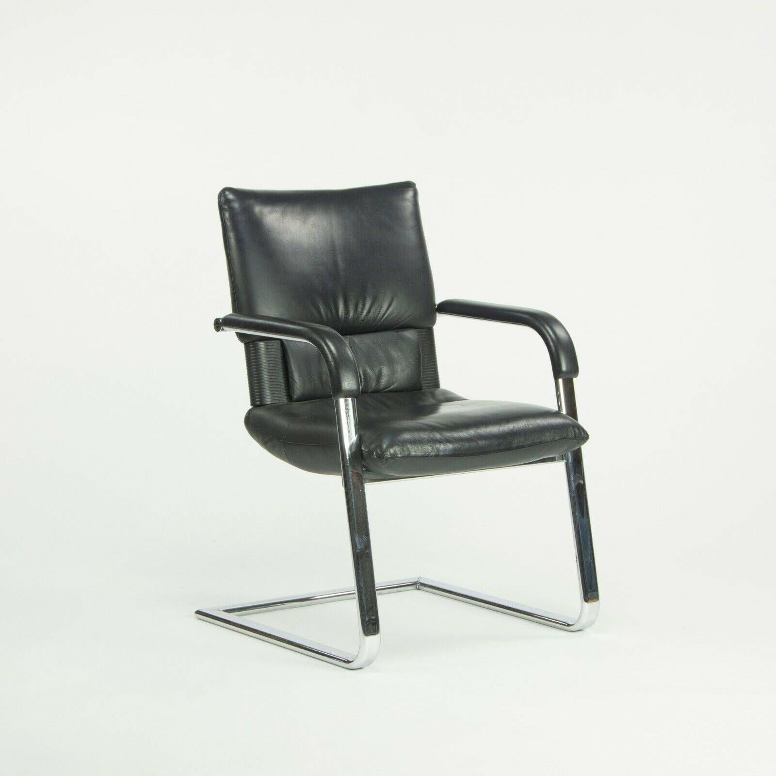 Modern Pair of 1986 Mario Bellini for Vitra Figura Imago Arm Chairs in Black Leather For Sale