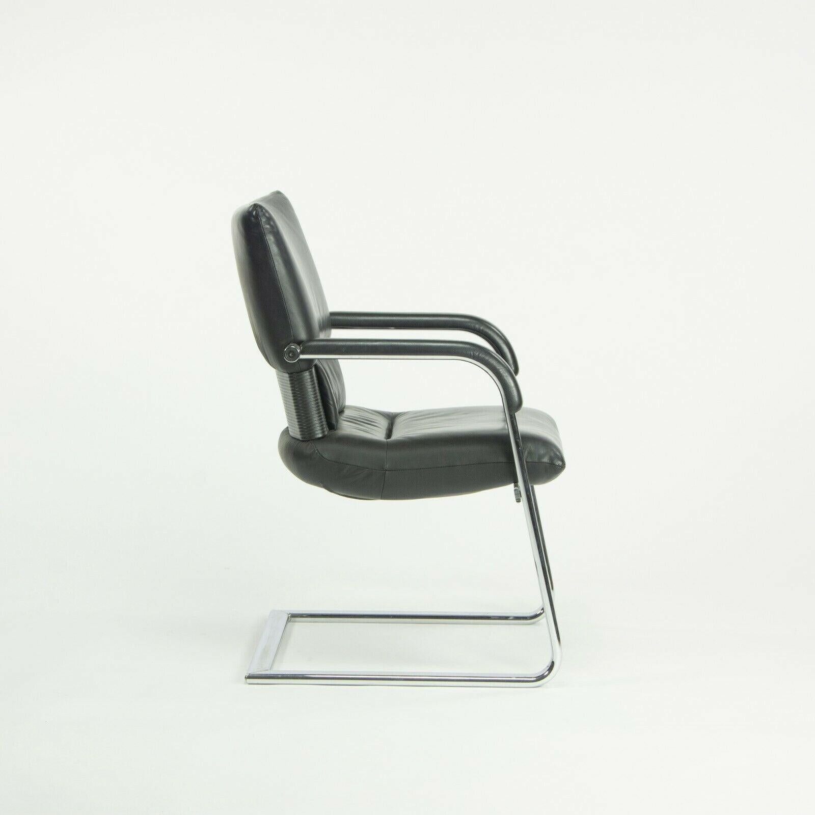 Swiss Pair of 1986 Mario Bellini for Vitra Figura Imago Arm Chairs in Black Leather For Sale
