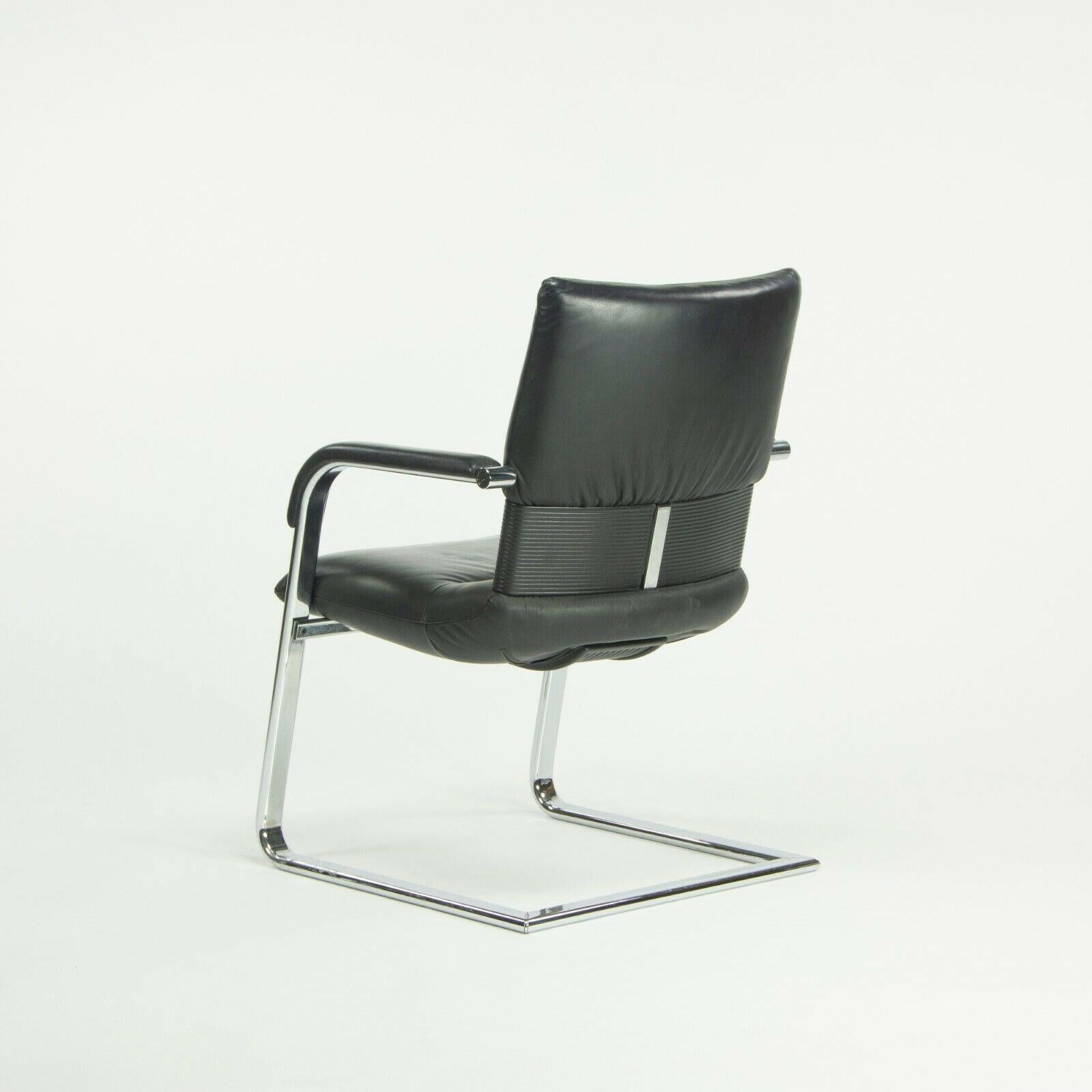 Metal Pair of 1986 Mario Bellini for Vitra Figura Imago Arm Chairs in Black Leather For Sale