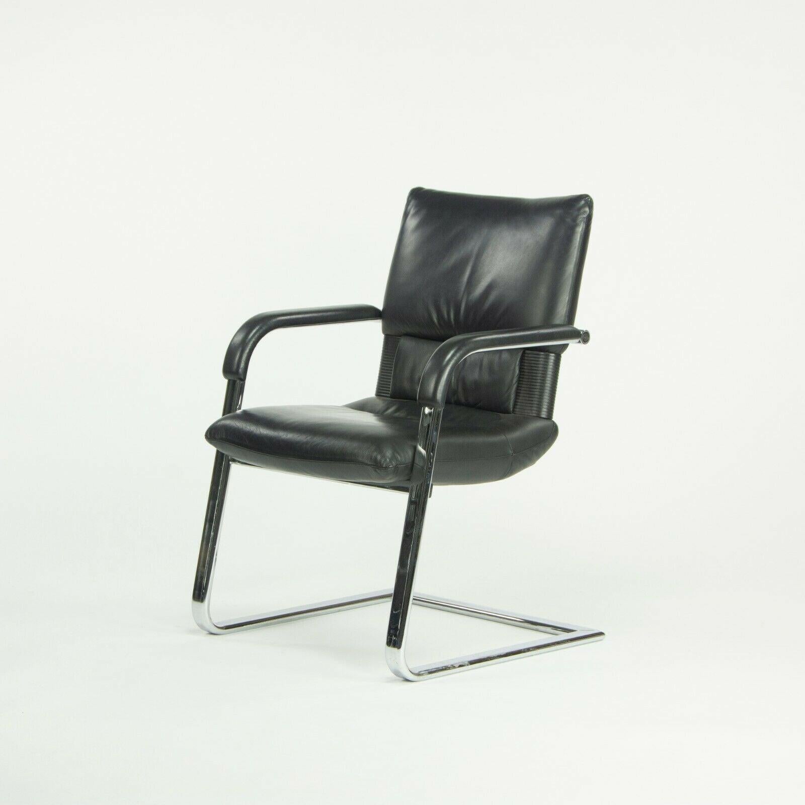 Pair of 1986 Mario Bellini for Vitra Figura Imago Arm Chairs in Black Leather For Sale 1